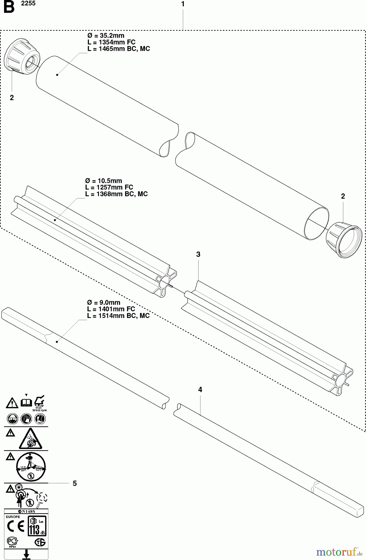  Jonsered Motorsensen, Trimmer FC2255W - Jonsered String/Brush Trimmer (2008-07) SHAFT