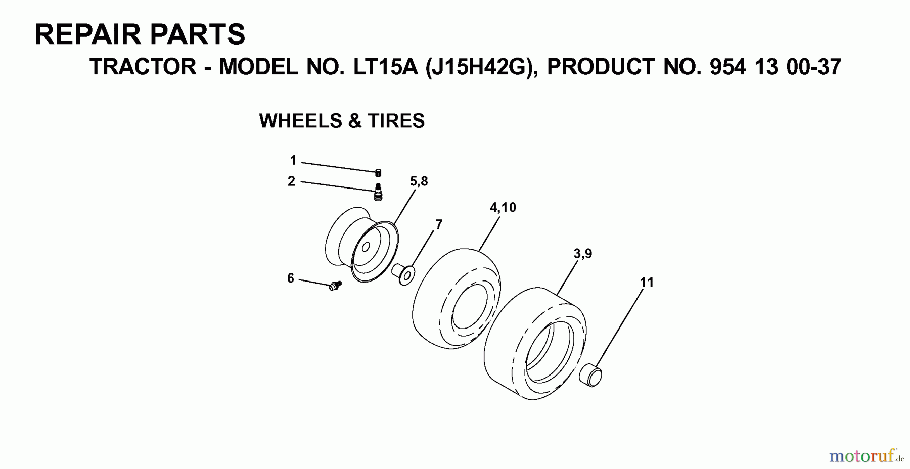  Jonsered Rasen  und Garten Traktoren LT15A (J15H42G, 954130037) - Jonsered Lawn & Garden Tractor (2000-04) WHEELS TIRES