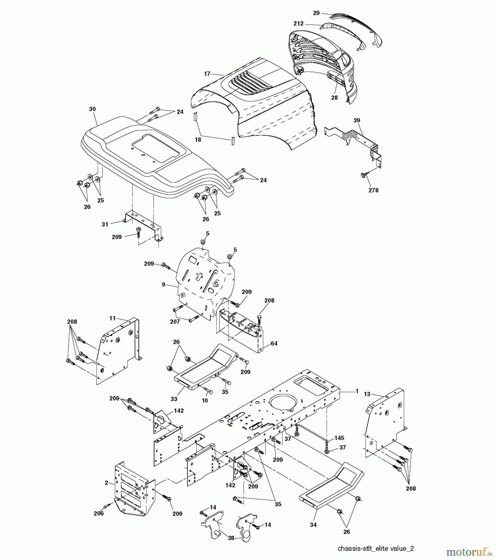  Jonsered Rasen  und Garten Traktoren LT2113 (96011026700) - Jonsered Lawn & Garden Tractor (2008-01) CHASSIS ENCLOSURES