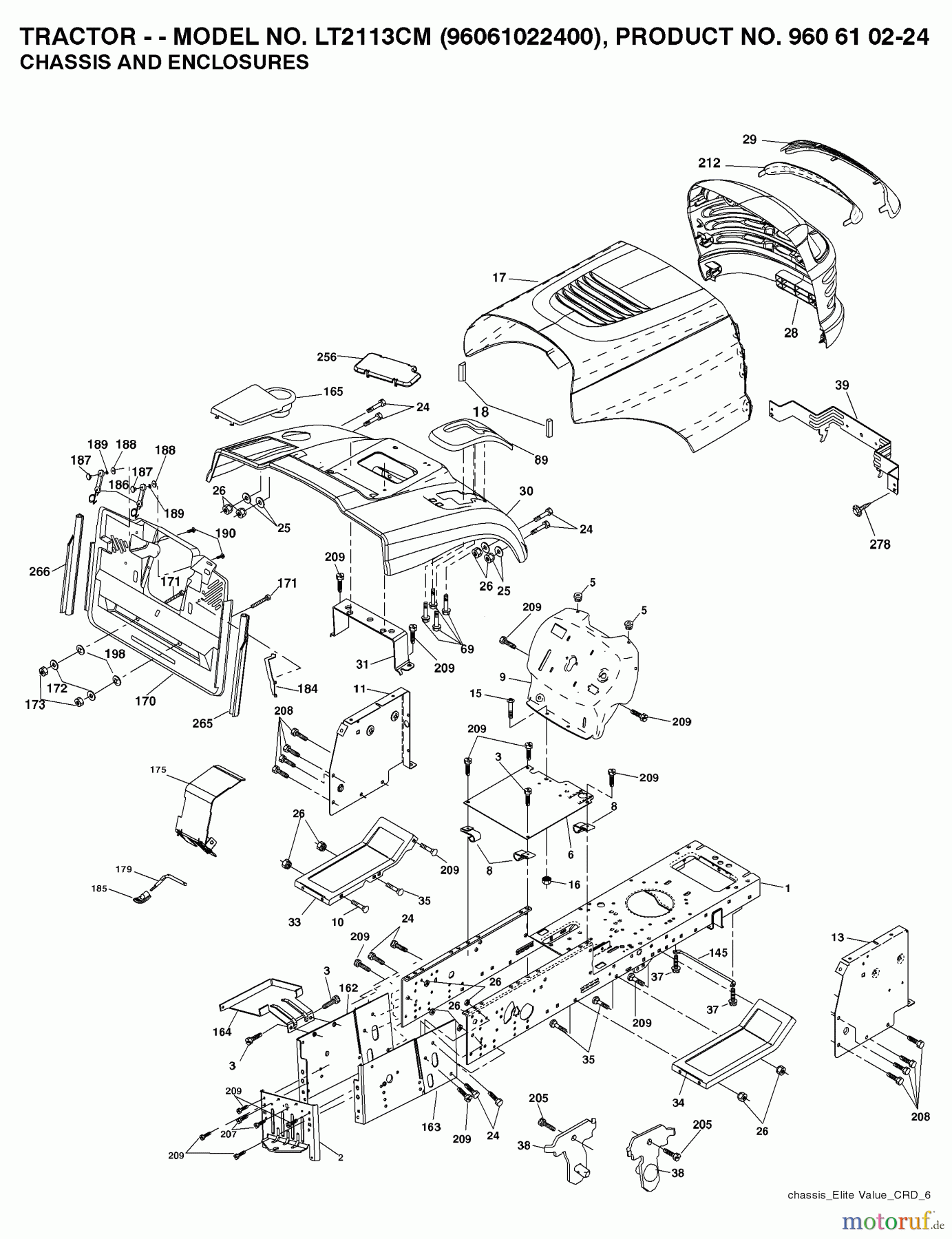  Jonsered Rasen  und Garten Traktoren LT2113 CM (96061022400) - Jonsered Lawn & Garden Tractor (2007-10) CHASSIS ENCLOSURES