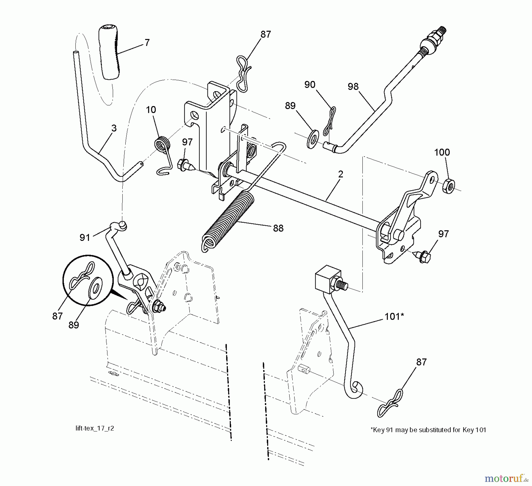  Jonsered Rasen  und Garten Traktoren LT2213 (96041008700) - Jonsered Lawn & Garden Tractor (2009-01) MOWER LIFT / DECK LIFT