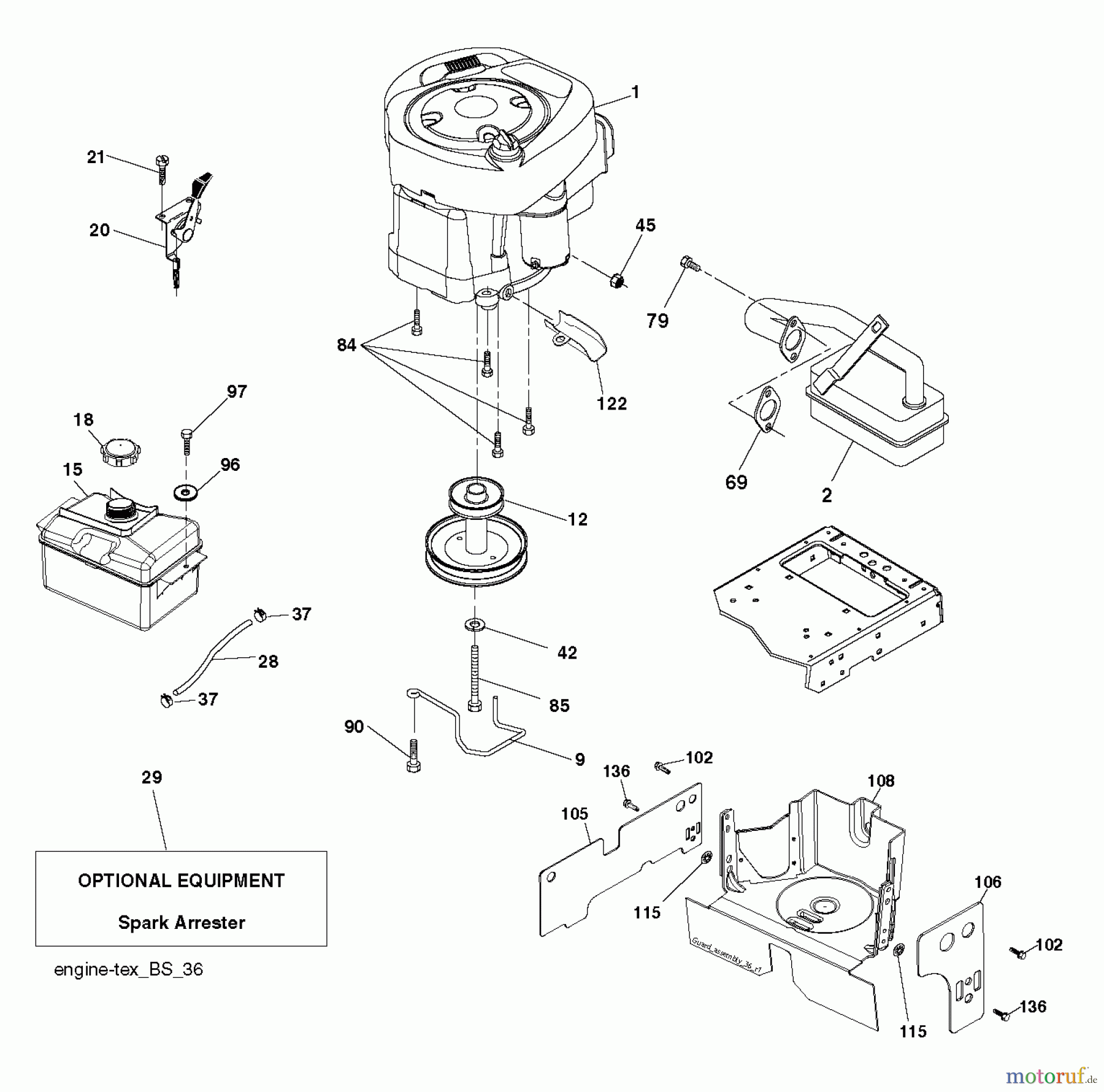  Jonsered Rasen  und Garten Traktoren LT2213 (96041008705) - Jonsered Lawn & Garden Tractor (2012-08) ENGINE