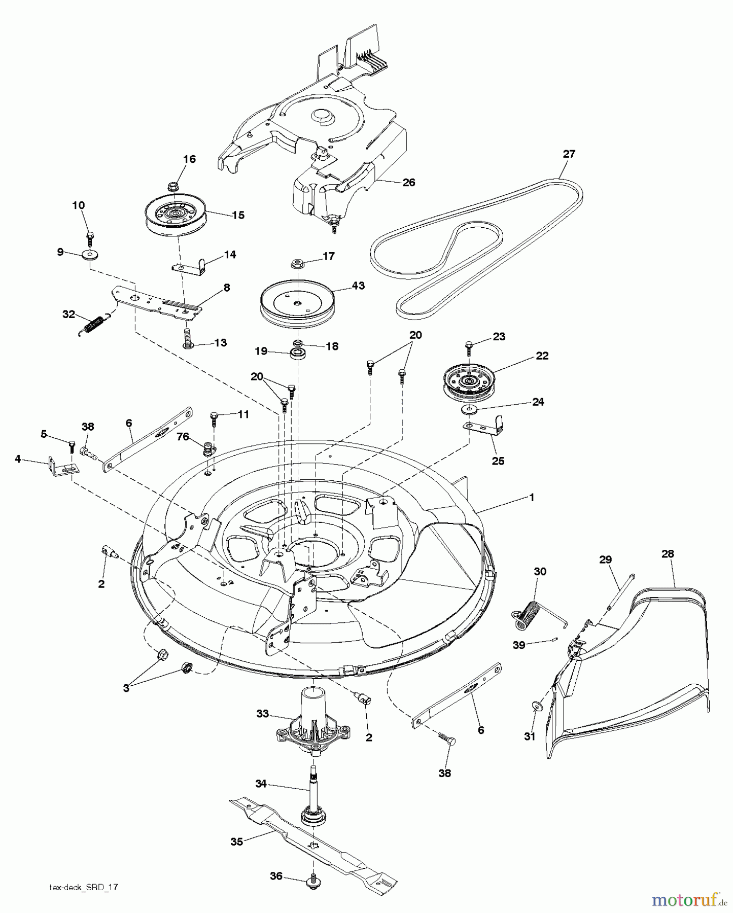  Jonsered Rasen  und Garten Traktoren LT2213 A (96041015201) - Jonsered Lawn & Garden Tractor (2010-10) MOWER DECK / CUTTING DECK