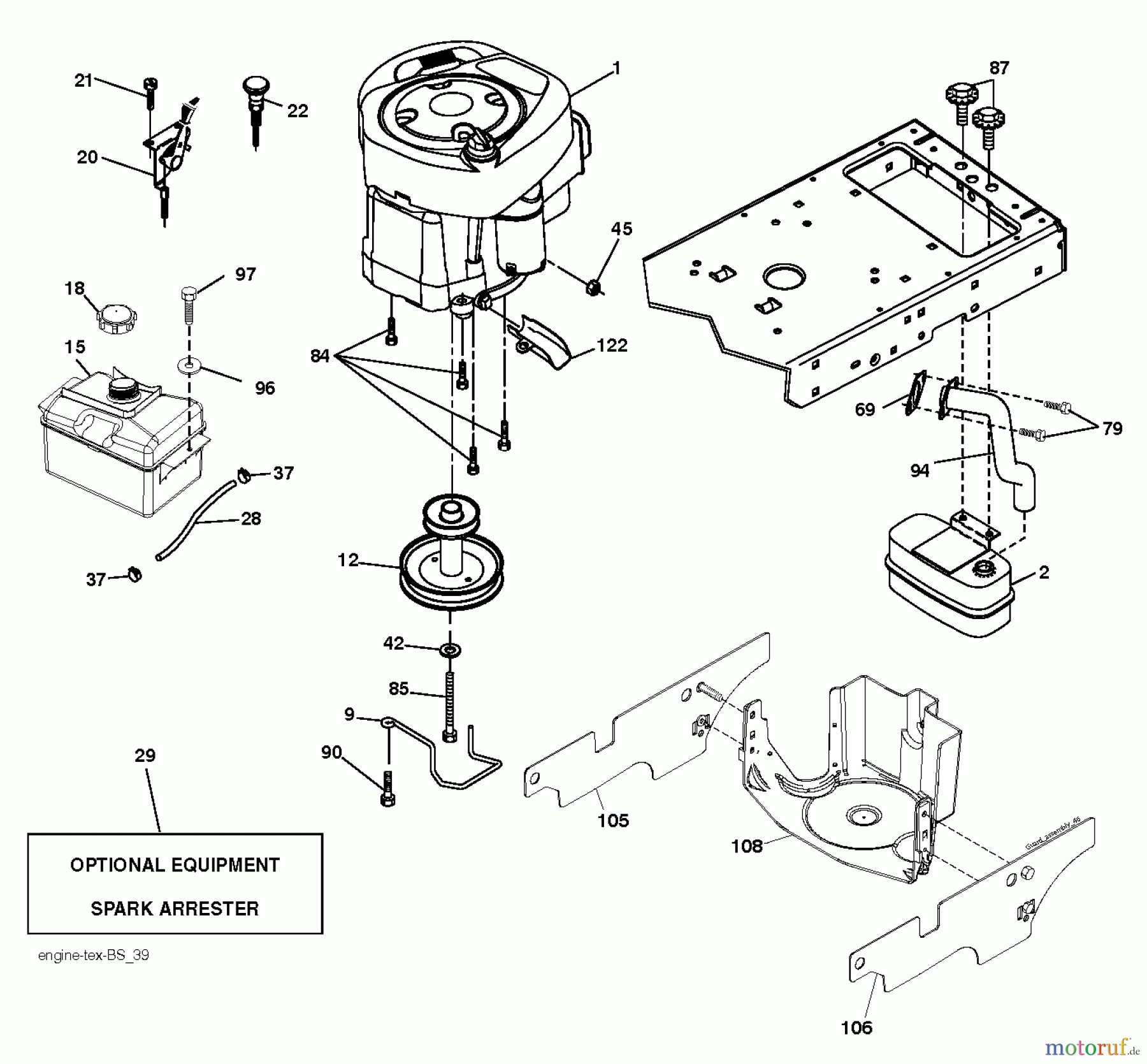  Jonsered Rasen  und Garten Traktoren LT2216 (96041010202) - Jonsered Lawn & Garden Tractor (2010-03) ENGINE