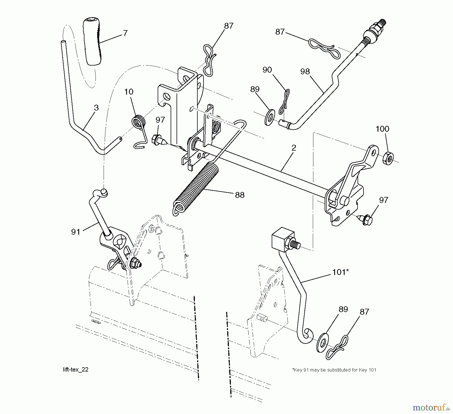  Jonsered Rasen  und Garten Traktoren LT2216 (96041011201) - Jonsered Lawn & Garden Tractor (2010-01) MOWER LIFT / DECK LIFT