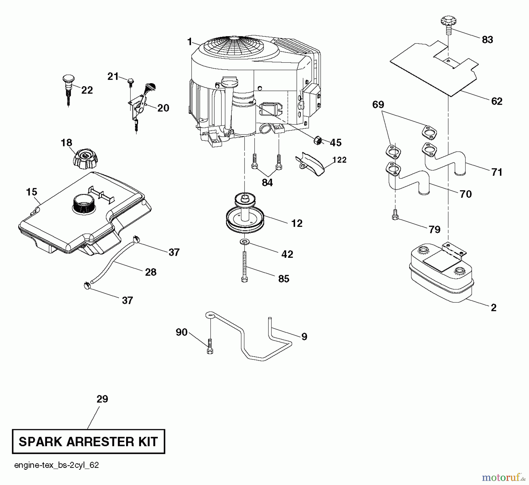  Jonsered Rasen  und Garten Traktoren LT2216 A2 (96041015600) - Jonsered Lawn & Garden Tractor (2010-02) ENGINE