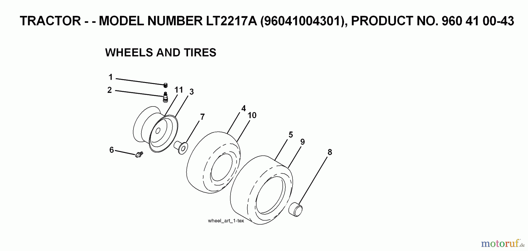  Jonsered Rasen  und Garten Traktoren LT2217 A (96041004301) - Jonsered Lawn & Garden Tractor (2008-01) WHEELS TIRES