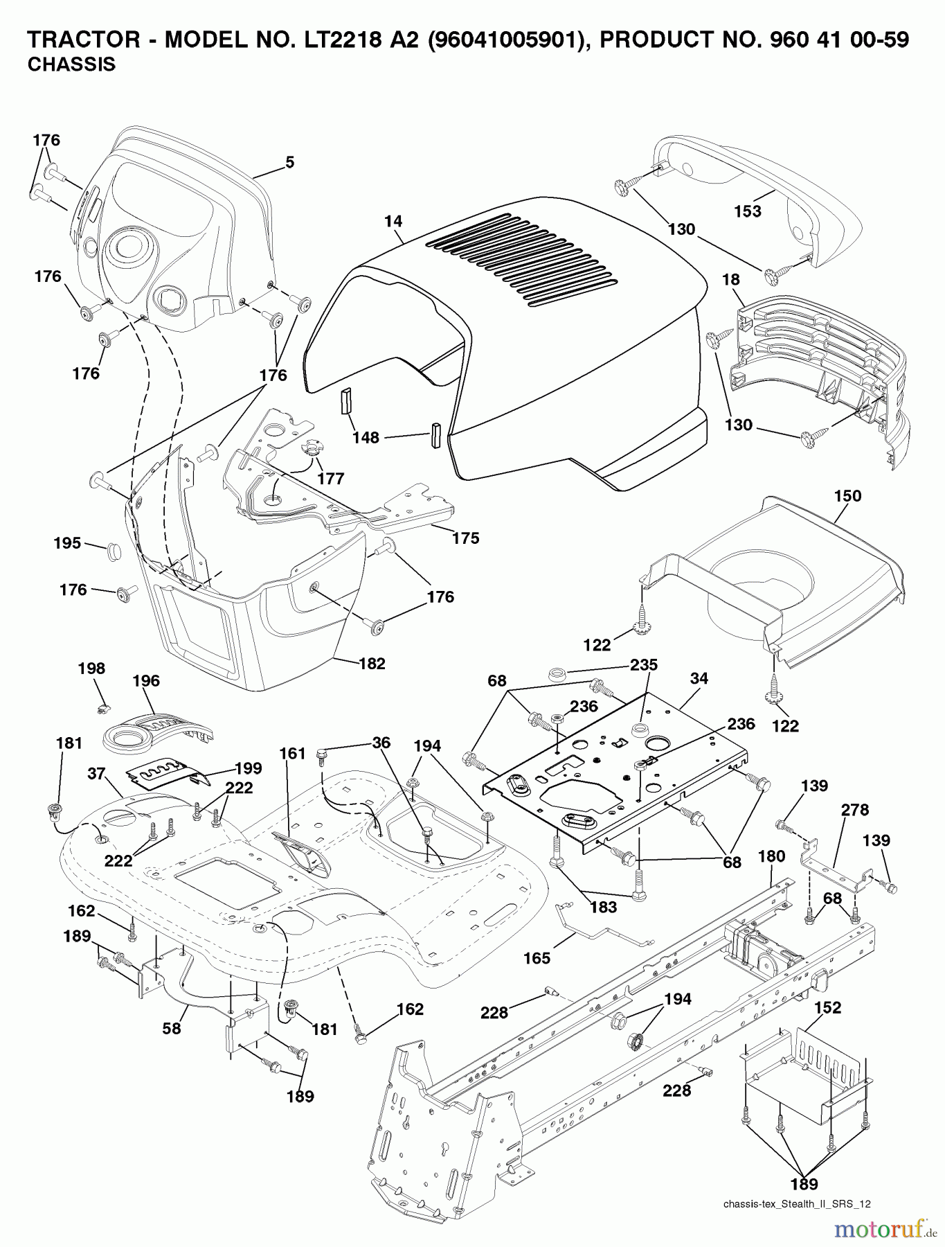  Jonsered Rasen  und Garten Traktoren LT2218 A2 (96041005901) - Jonsered Lawn & Garden Tractor (2008-01) CHASSIS ENCLOSURES