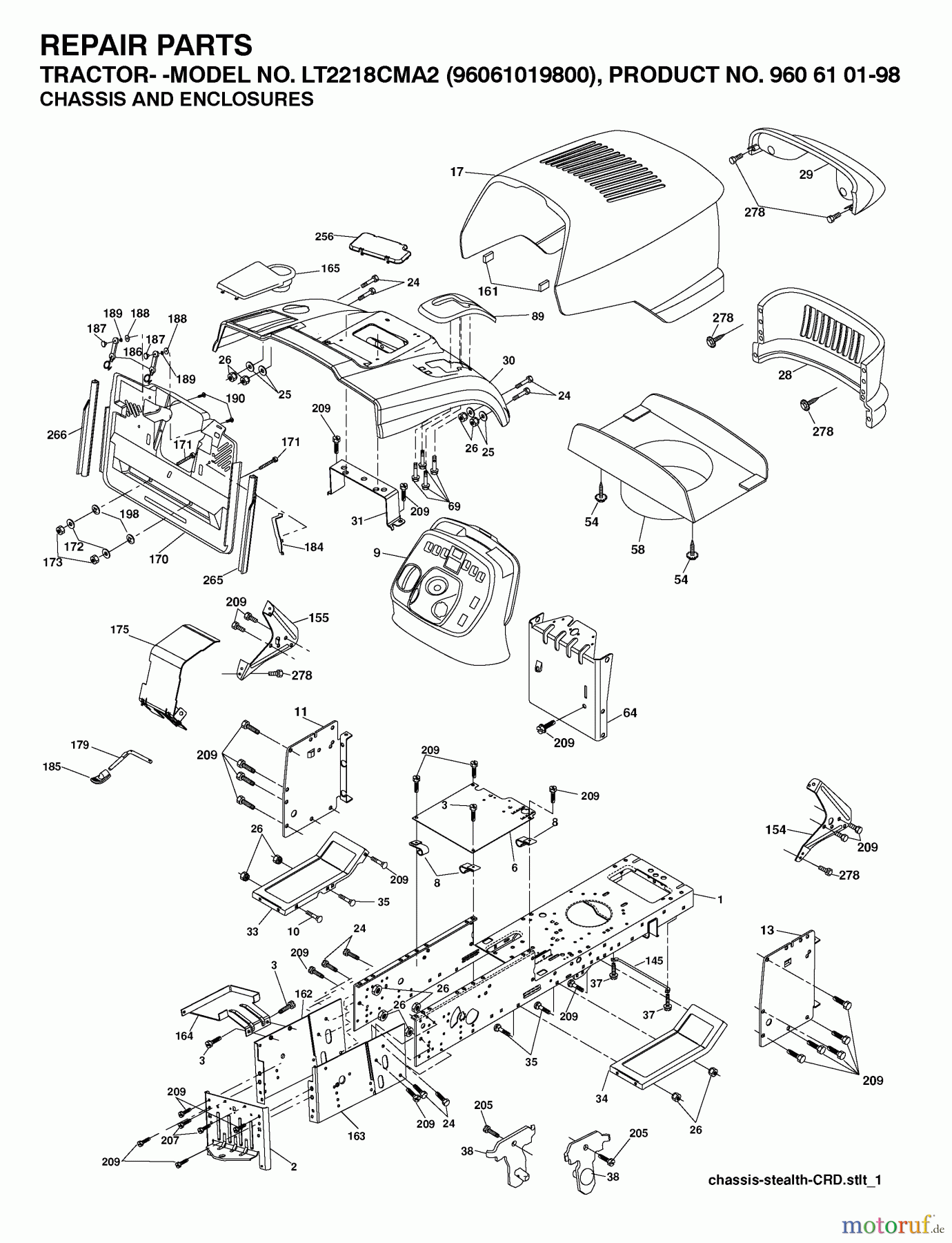  Jonsered Rasen  und Garten Traktoren LT2218 CMA2 (96061019900) - Jonsered Lawn & Garden Tractor (2007-04) CHASSIS ENCLOSURES