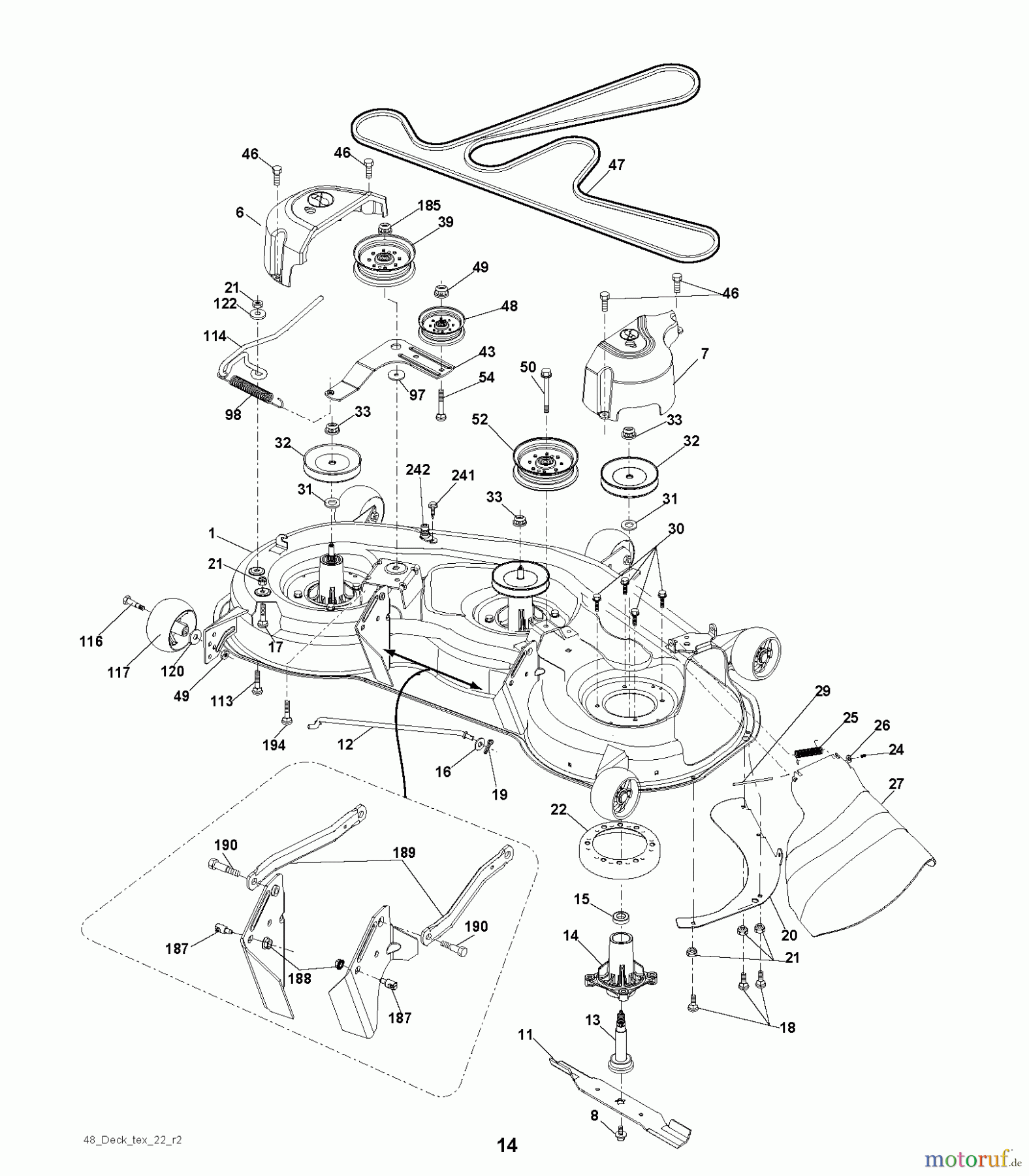  Jonsered Rasen  und Garten Traktoren LT2323 A2 (96041026200) - Jonsered Lawn & Garden Tractor (2012-01) MOWER DECK / CUTTING DECK