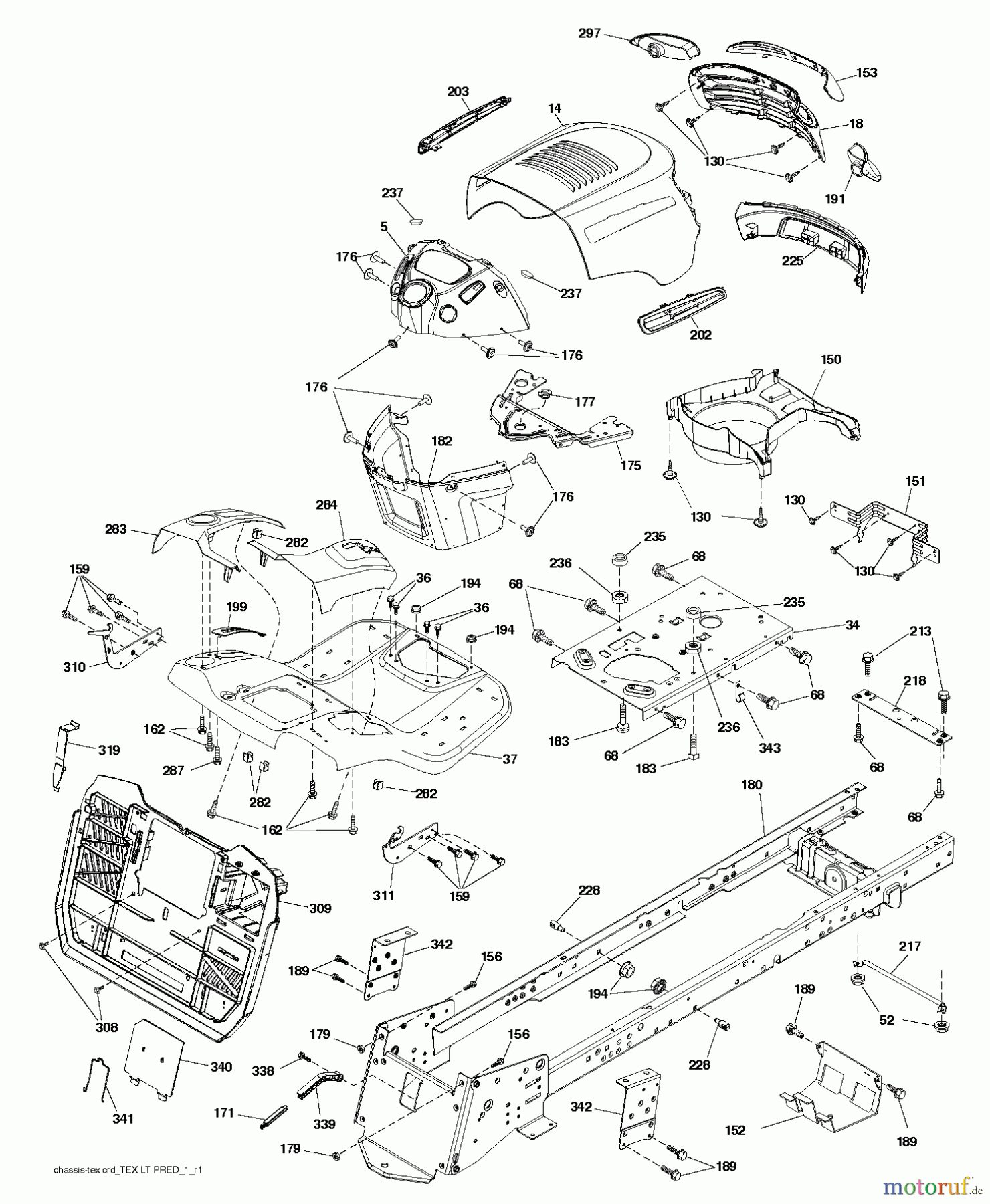  Jonsered Rasen  und Garten Traktoren LT2316 CM (96051002001) - Jonsered Lawn & Garden Tractor (2011-07) CHASSIS ENCLOSURES