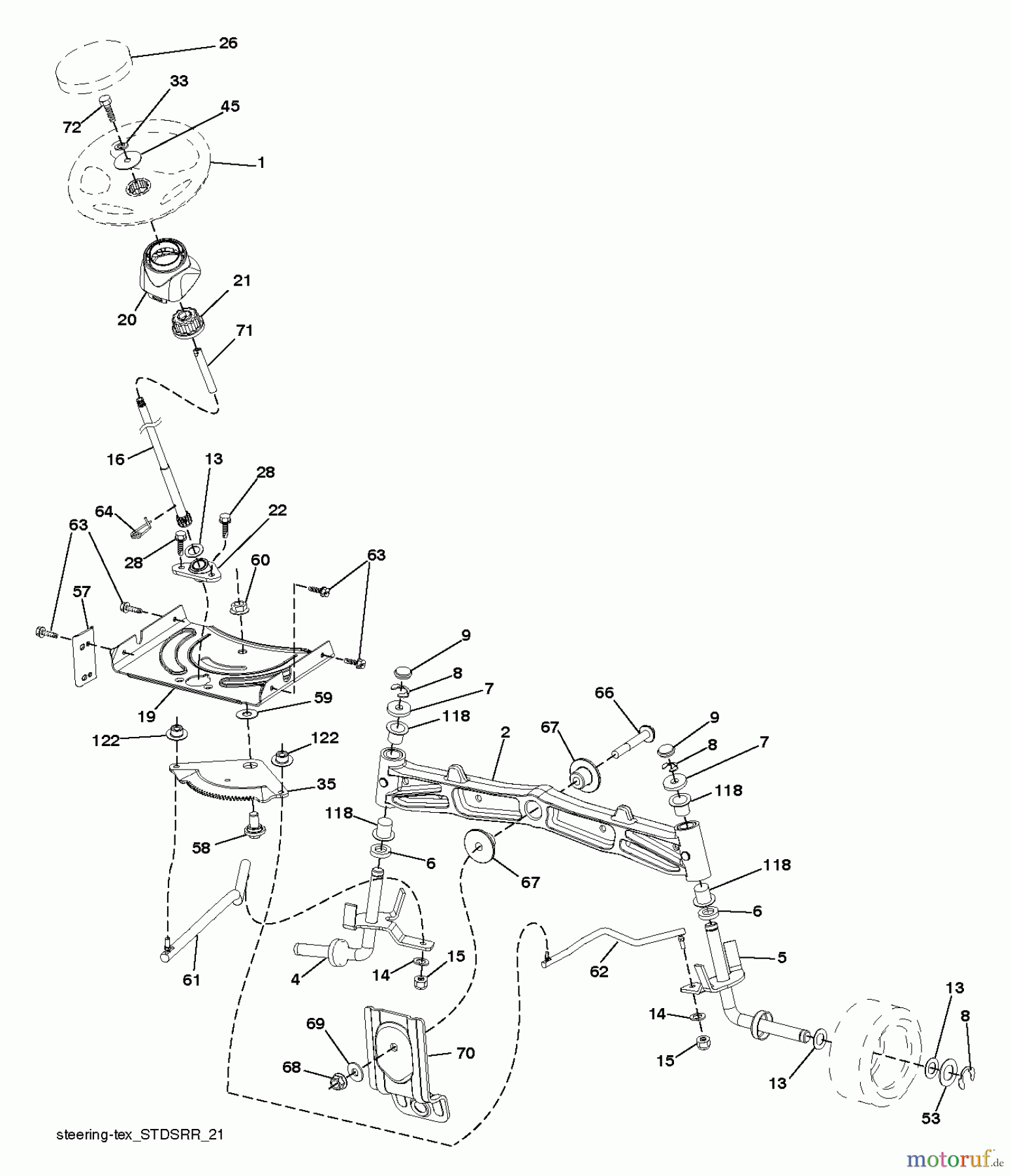  Jonsered Rasen  und Garten Traktoren LT2316 CM (96051002001) - Jonsered Lawn & Garden Tractor (2011-07) STEERING