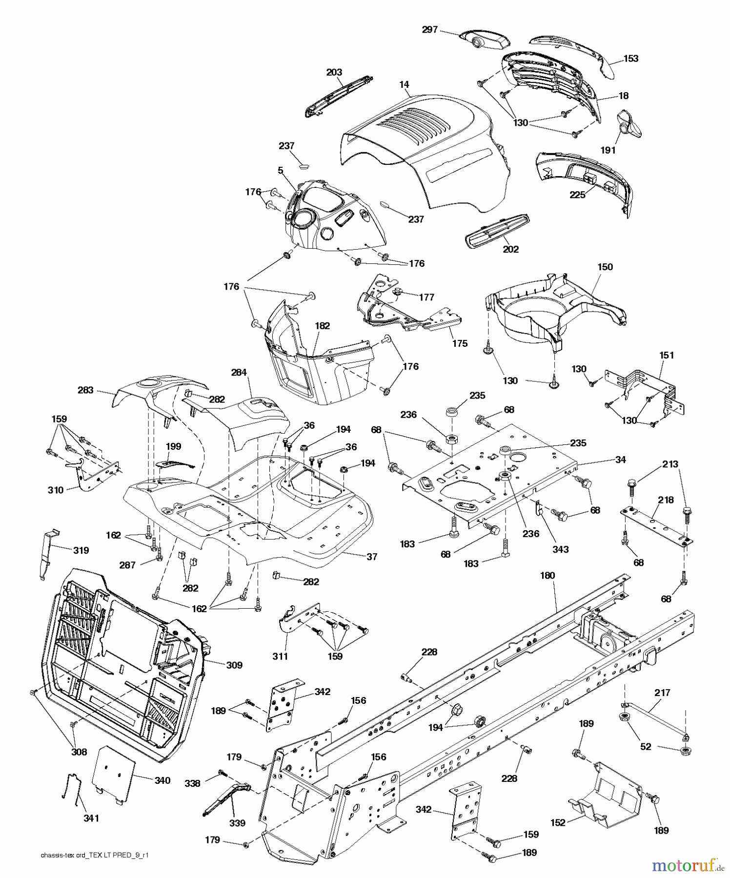  Jonsered Rasen  und Garten Traktoren LT2317 CMA (96051000501) - Jonsered Lawn & Garden Tractor (2011-08) CHASSIS ENCLOSURES