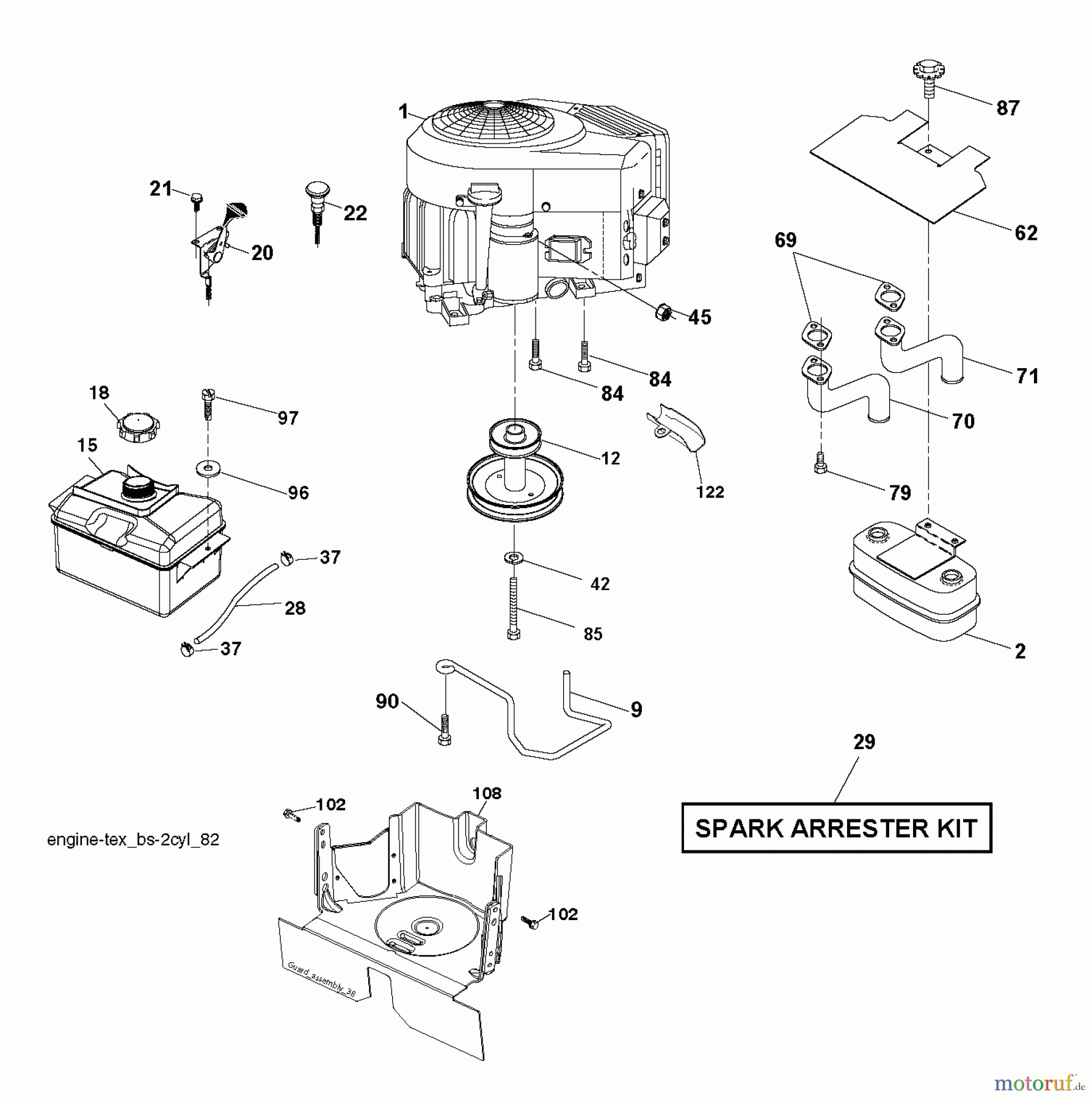  Jonsered Rasen  und Garten Traktoren LT2317 CMA2 (96051004400) - Jonsered Lawn & Garden Tractor (2012-01) ENGINE