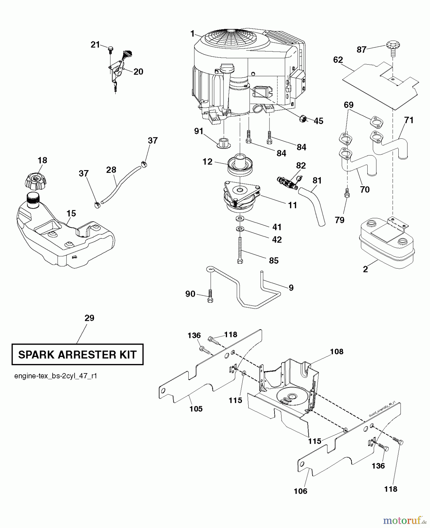  Jonsered Rasen  und Garten Traktoren LT2320 A2 (96041032100) - Jonsered Lawn & Garden Tractor (2013-06) ENGINE