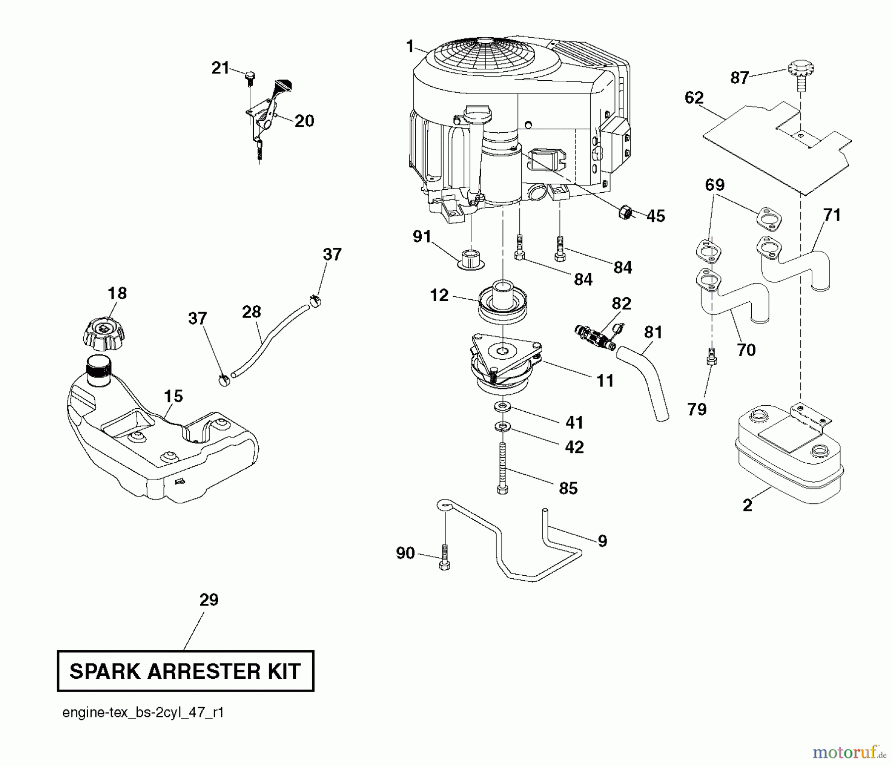  Jonsered Rasen  und Garten Traktoren LT2323 A2 (96041026200) - Jonsered Lawn & Garden Tractor (2012-01) ENGINE