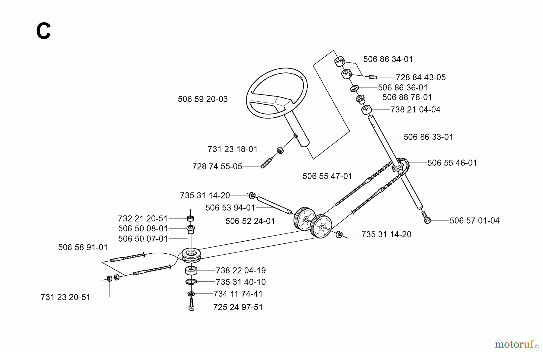 Jonsered Reitermäher FR2113 MA (953535301) - Jonsered Rear-Engine Riding Mower (2004-01) STEERING