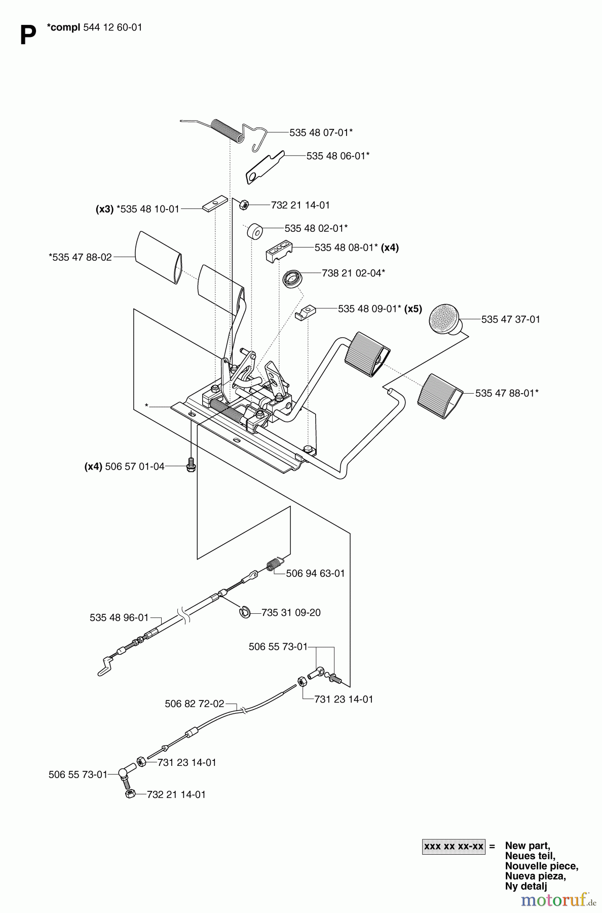  Jonsered Reitermäher FR2113 MA 4X4 - Jonsered Rear-Engine Riding Mower (2007-01) PEDALS