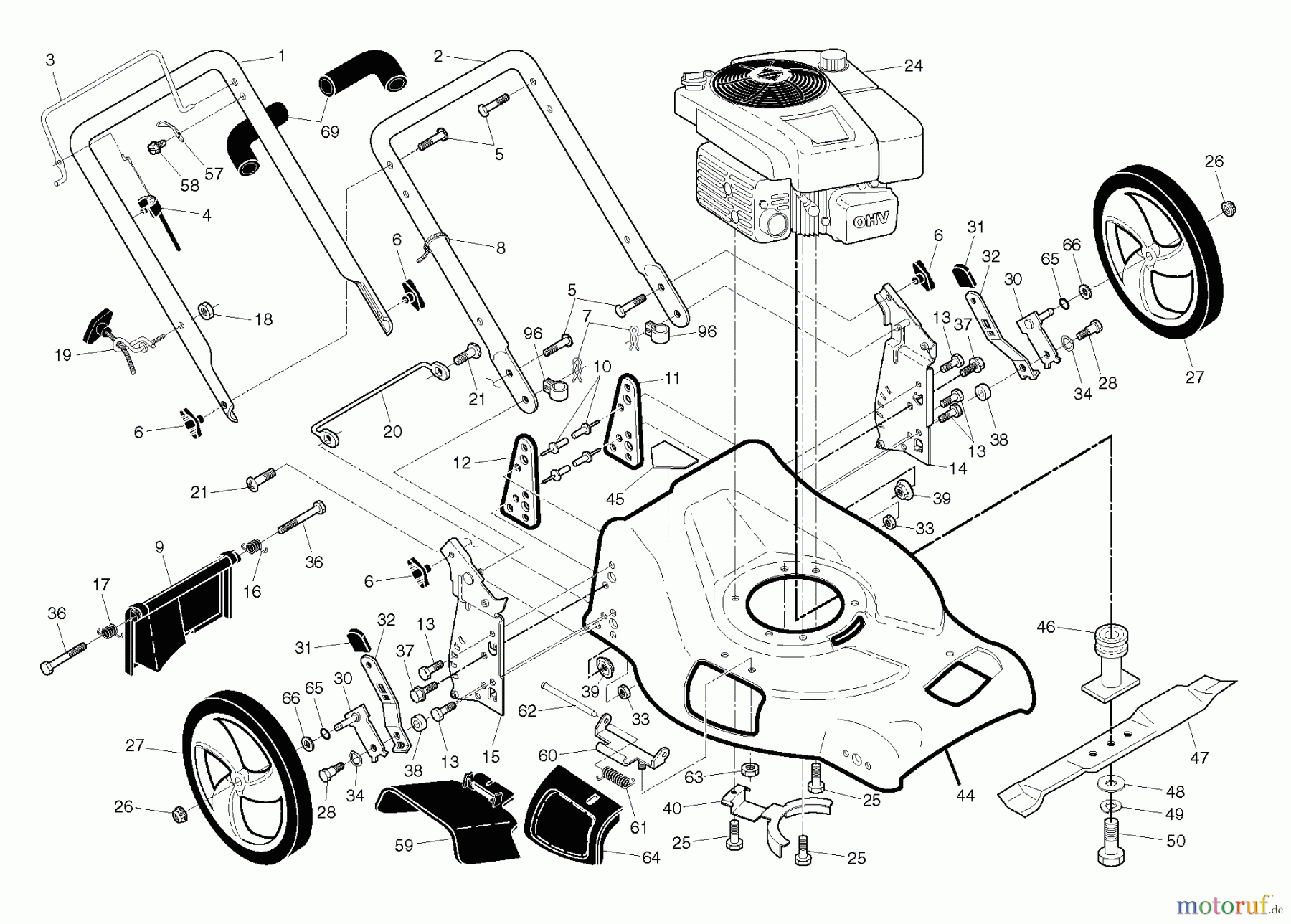  Jonsered Rasenmäher LM2153CMDA (96141022103) - Jonsered Walk-Behind Mower (2010-12) FRAME ENGINE