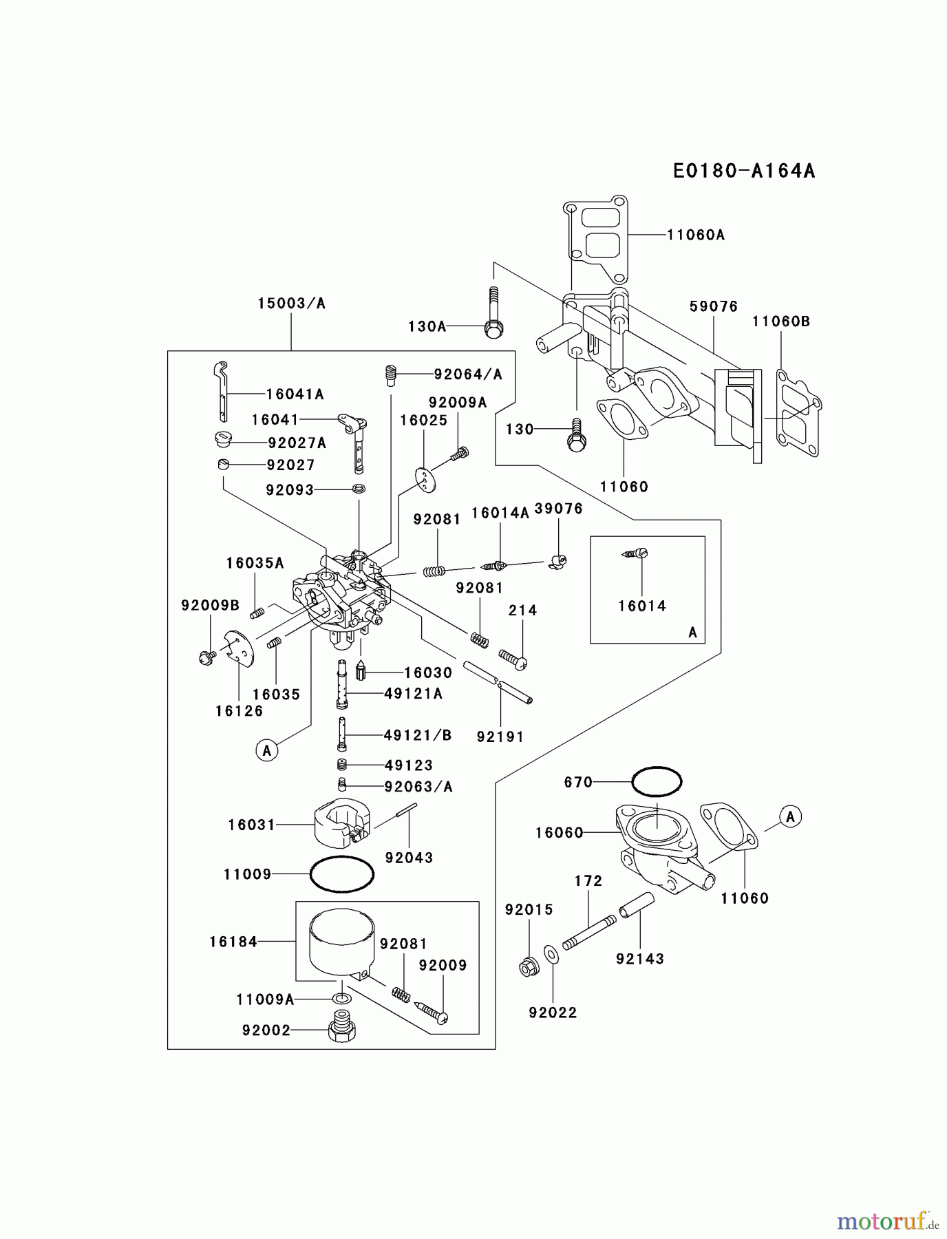  Kawasaki Motoren Motoren Vertikal FA210V - AS02 bis FH641V - DS24 FD590V-AS05 - Kawasaki FD590V 4-Stroke Engine CARBURETOR #1