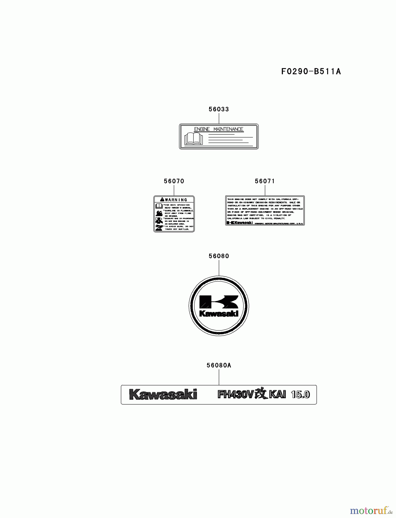  Kawasaki Motoren Motoren Vertikal FA210V - AS02 bis FH641V - DS24 FH430V-ES24 - Kawasaki FH430V 4-Stroke Engine LABEL