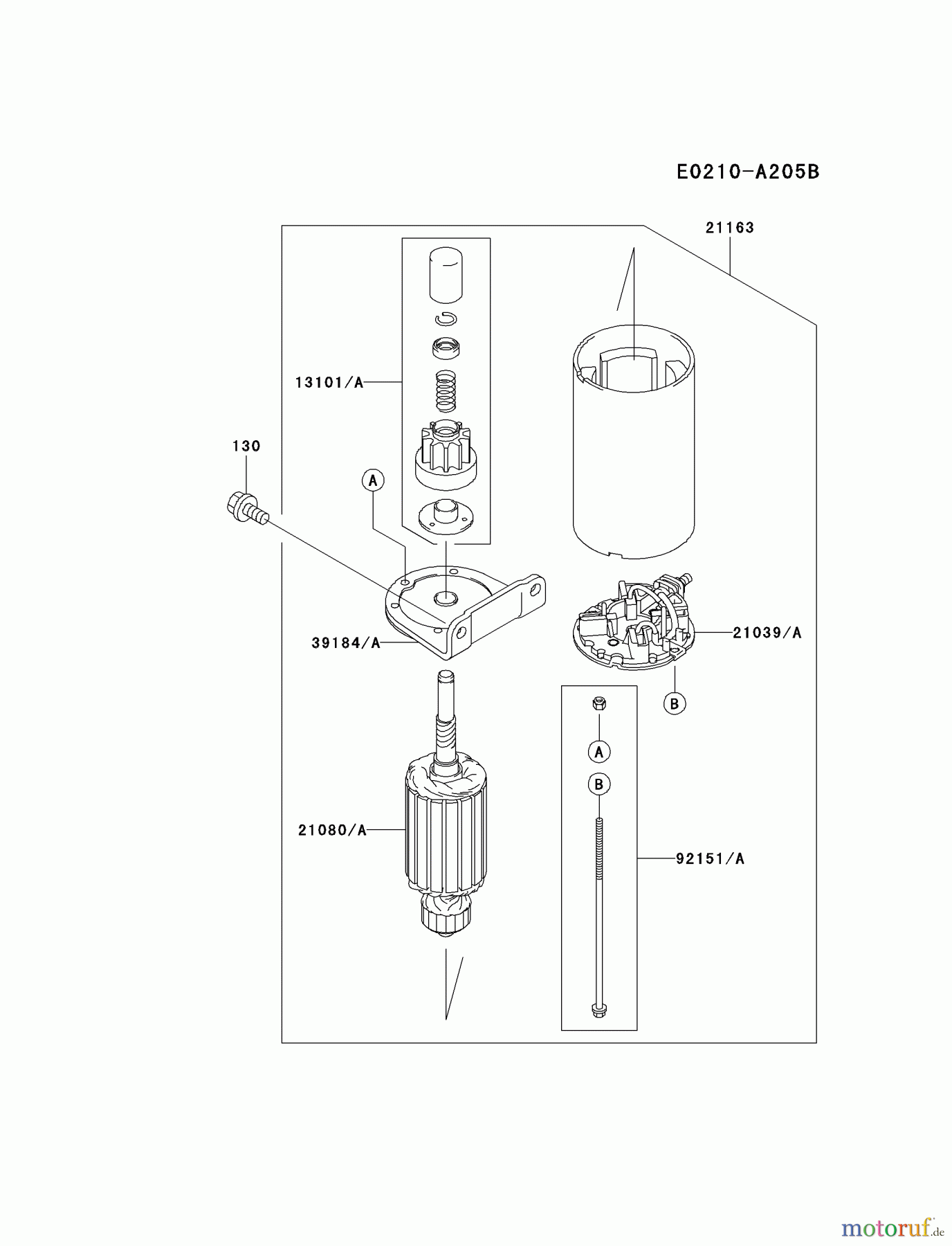  Kawasaki Motoren Motoren Vertikal FA210V - AS02 bis FH641V - DS24 FH500V-CS10 - Kawasaki FH500V 4-Stroke Engine STARTER