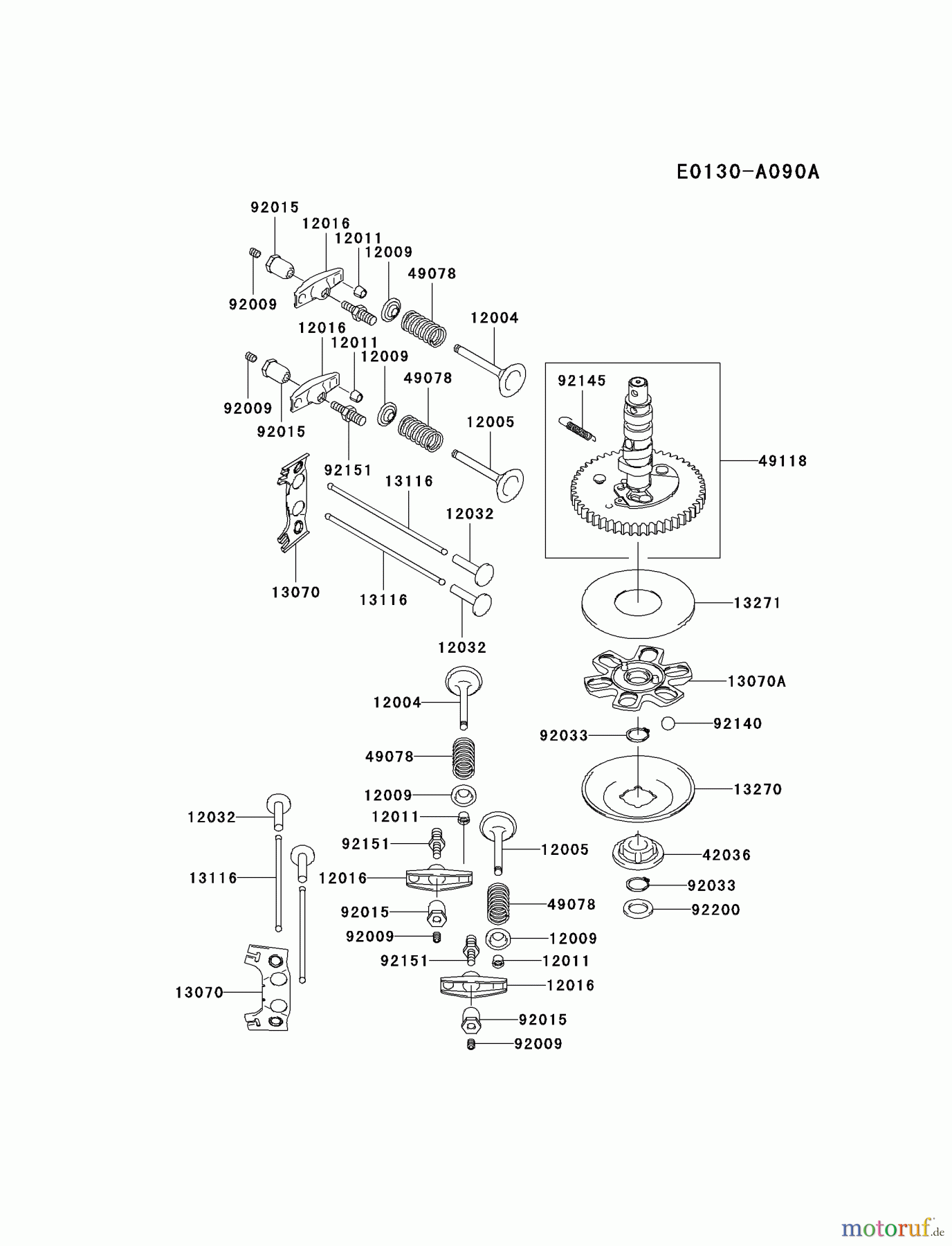  Kawasaki Motoren Motoren Vertikal FA210V - AS02 bis FH641V - DS24 FH531V-AS08 - Kawasaki FH531V 4-Stroke Engine VALVE/CAMSHAFT