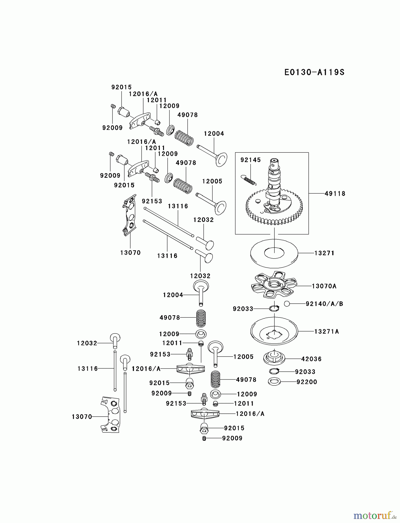  Kawasaki Motoren Motoren Vertikal FA210V - AS02 bis FH641V - DS24 FH580V-CS15 - Kawasaki FH580V 4-Stroke Engine VALVE/CAMSHAFT