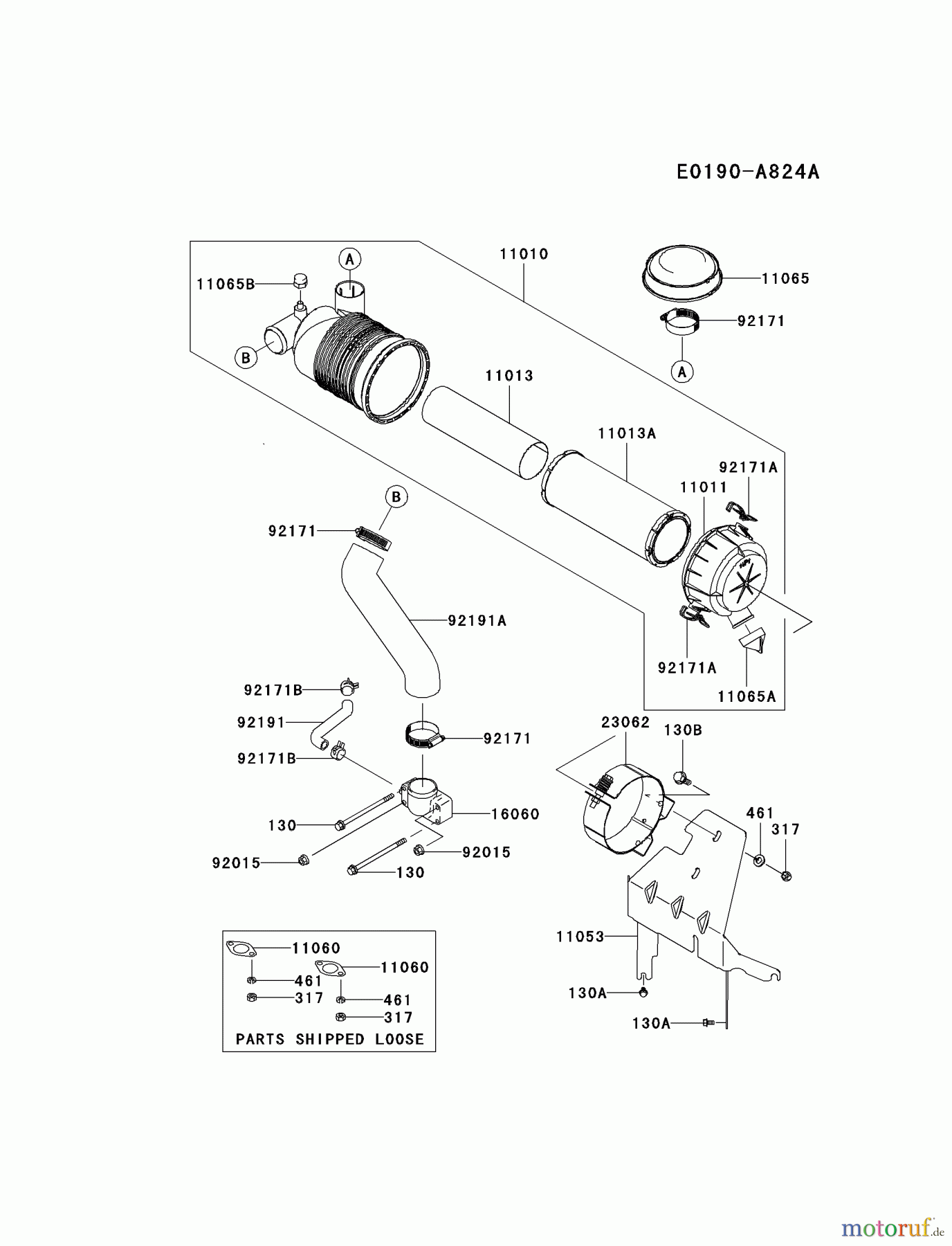  Kawasaki Motoren Motoren Vertikal FH641V - DS25 bis FS481V - BS13 FH680V-CS32 - Kawasaki FH680V 4-Stroke Engine AIR-FILTER/MUFFLER