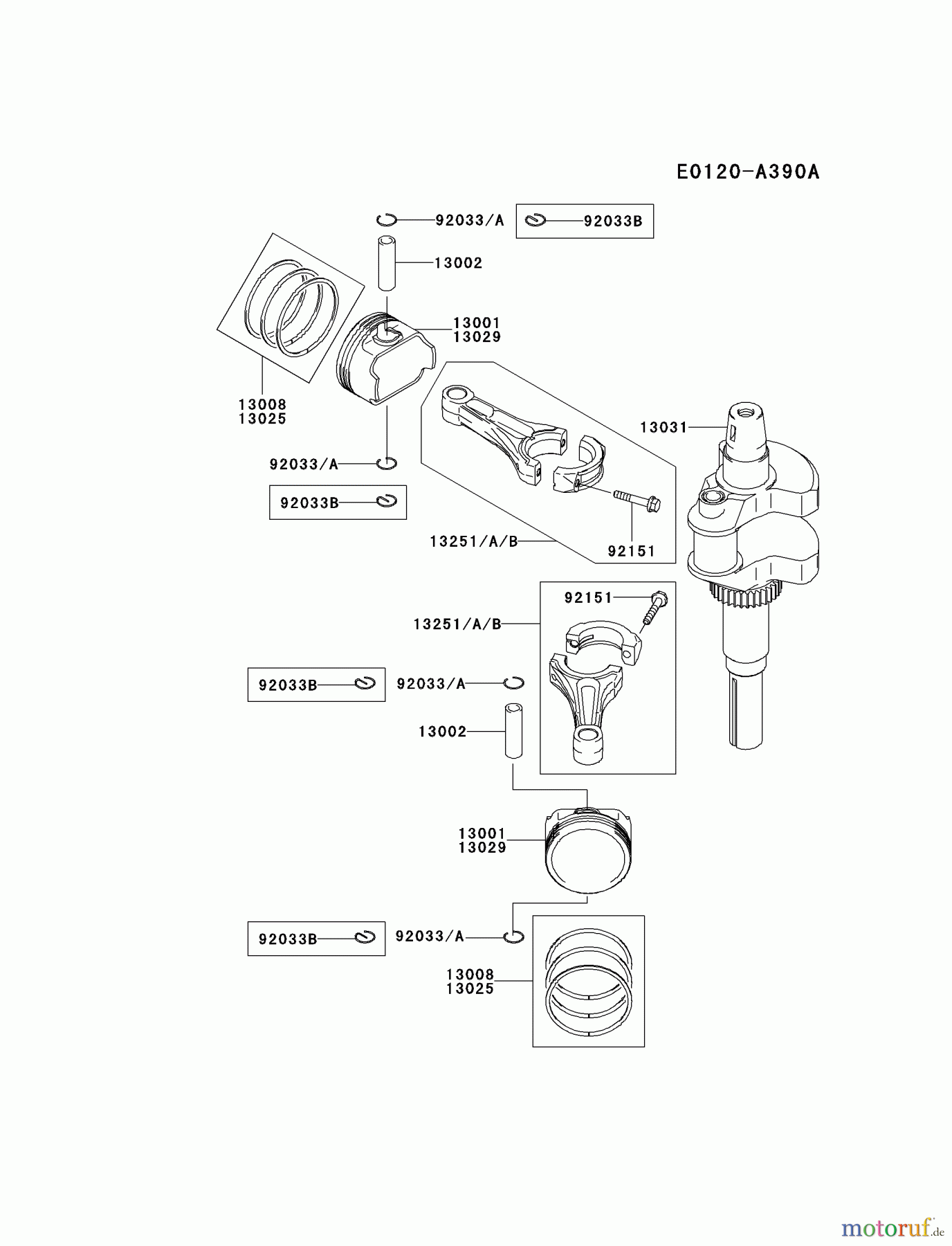  Kawasaki Motoren Motoren Vertikal FH641V - DS25 bis FS481V - BS13 FH721V-ES25 - Kawasaki FH721V 4-Stroke Engine PISTON/CRANKSHAFT