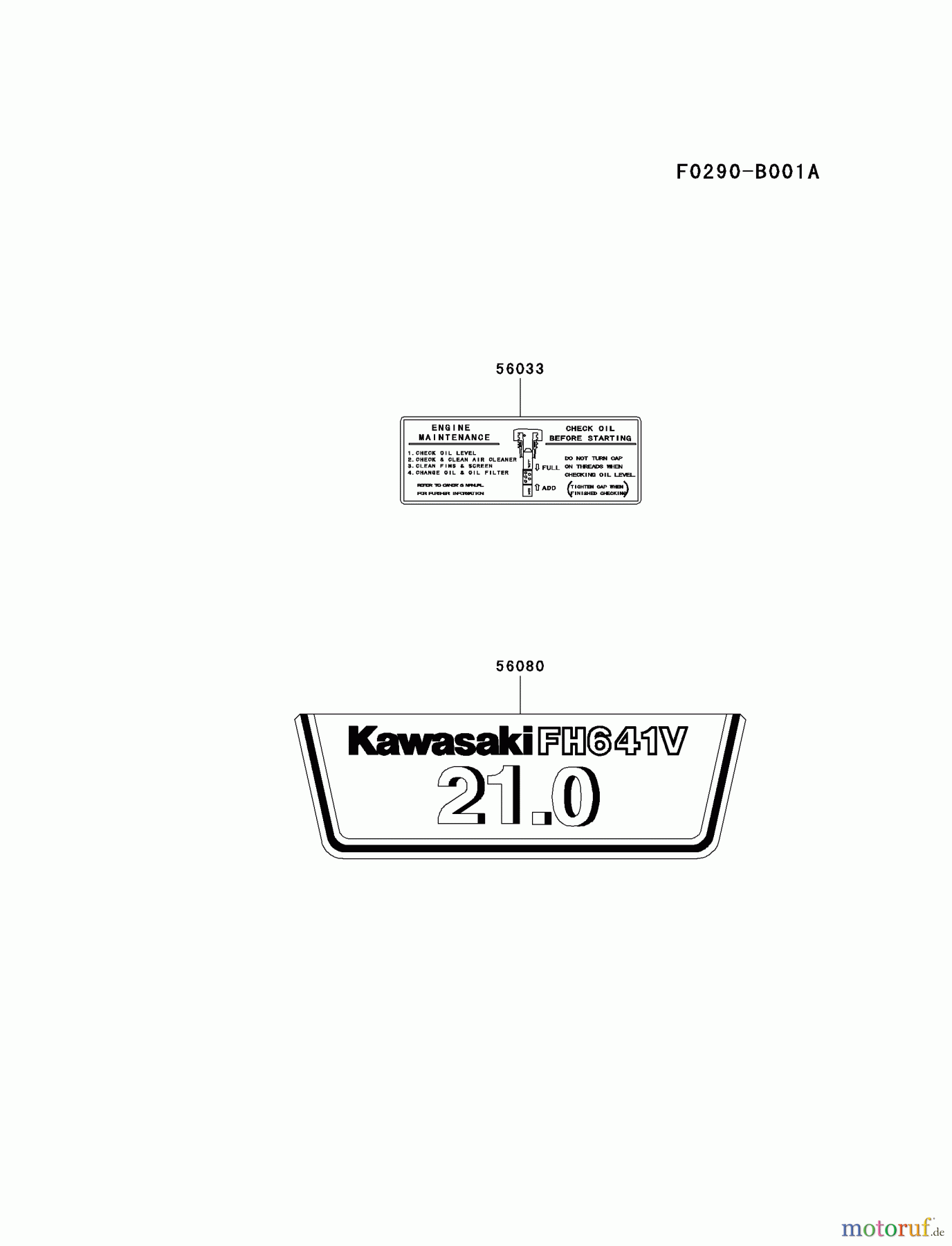  Kawasaki Motoren Motoren Vertikal FA210V - AS02 bis FH641V - DS24 FH641V-AS19 - Kawasaki FH641V 4-Stroke Engine LABEL