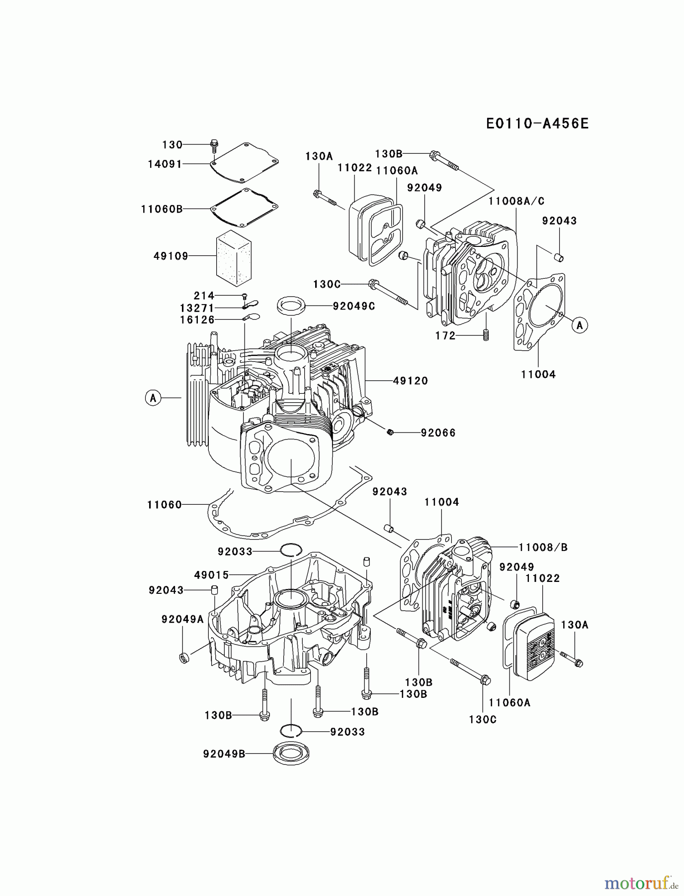  Kawasaki Motoren Motoren Vertikal FH641V - DS25 bis FS481V - BS13 FH721V-DS01 - Kawasaki FH721V 4-Stroke Engine CYLINDER/CRANKCASE