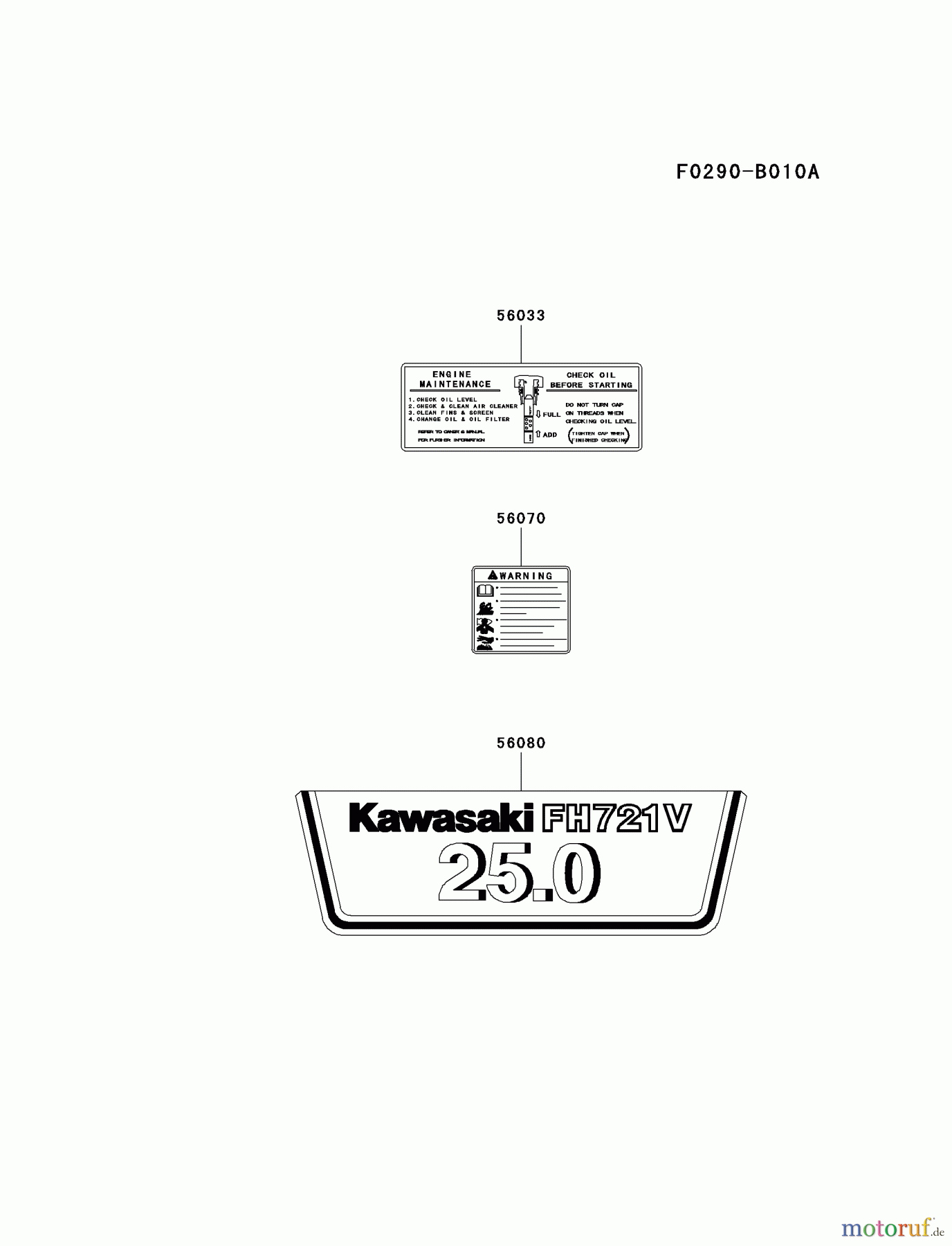  Kawasaki Motoren Motoren Vertikal FH641V - DS25 bis FS481V - BS13 FH721V-DS12 - Kawasaki FH721V 4-Stroke Engine LABEL