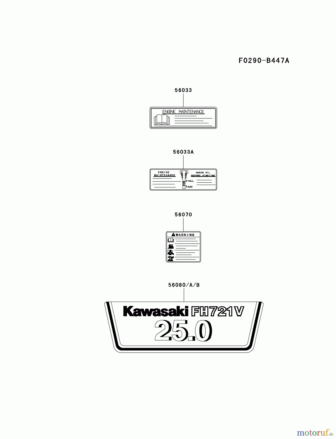  Kawasaki Motoren Motoren Vertikal FH641V - DS25 bis FS481V - BS13 FH721V-FS21 - Kawasaki FH721V 4-Stroke Engine LABEL