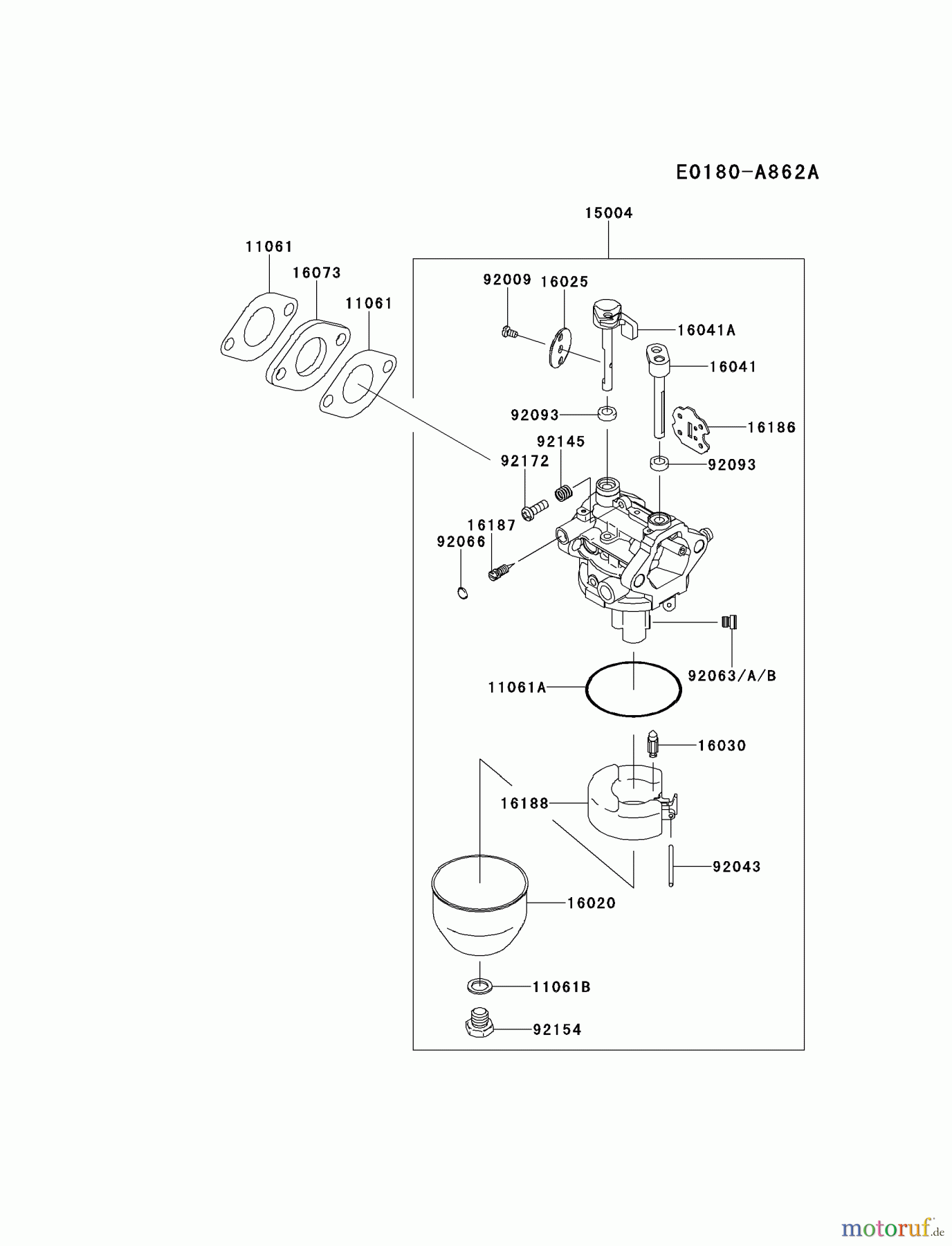  Kawasaki Motoren Motoren Vertikal FH641V - DS25 bis FS481V - BS13 FJ180V-AM13 - Kawasaki FJ180V 4-Stroke Engine CARBURETOR