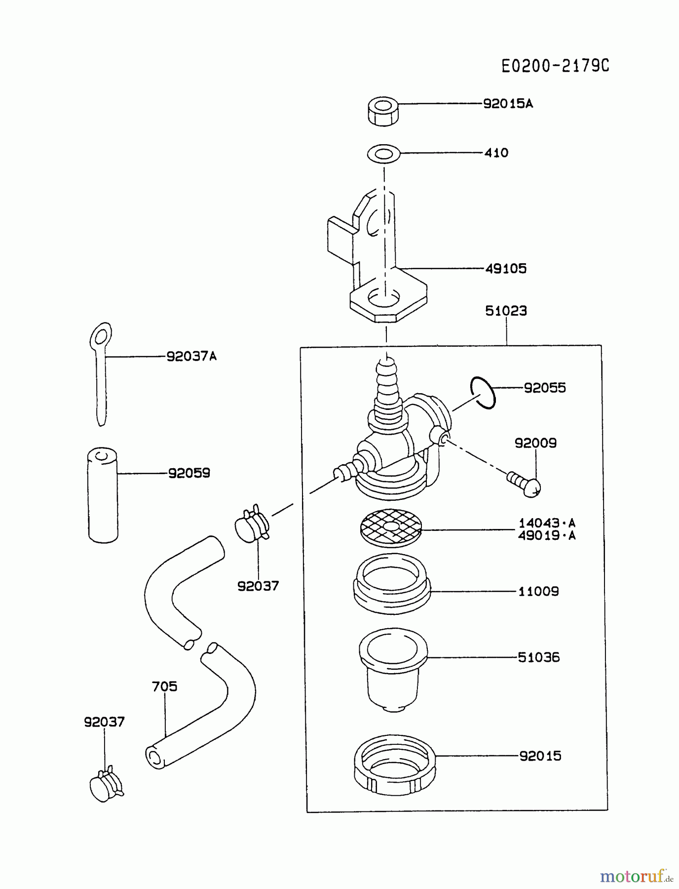  Kawasaki Motoren Motoren, Horizontal FA130D-BS20 - Kawasaki FA130D 4-Stroke Engine FUEL-TANK/FUEL-VALVE