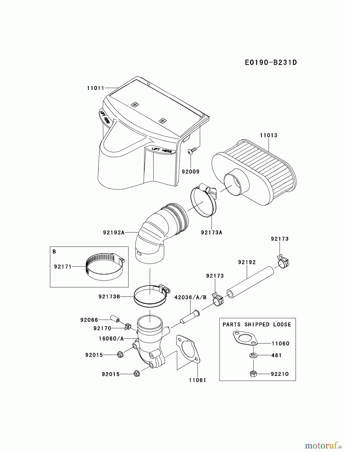  Kawasaki Motoren Motoren Vertikal FH641V - DS25 bis FS481V - BS13 FR651V-CS00 - Kawasaki FR651V 4-Stroke Engine AIR-FILTER(FR651-A16266∼)