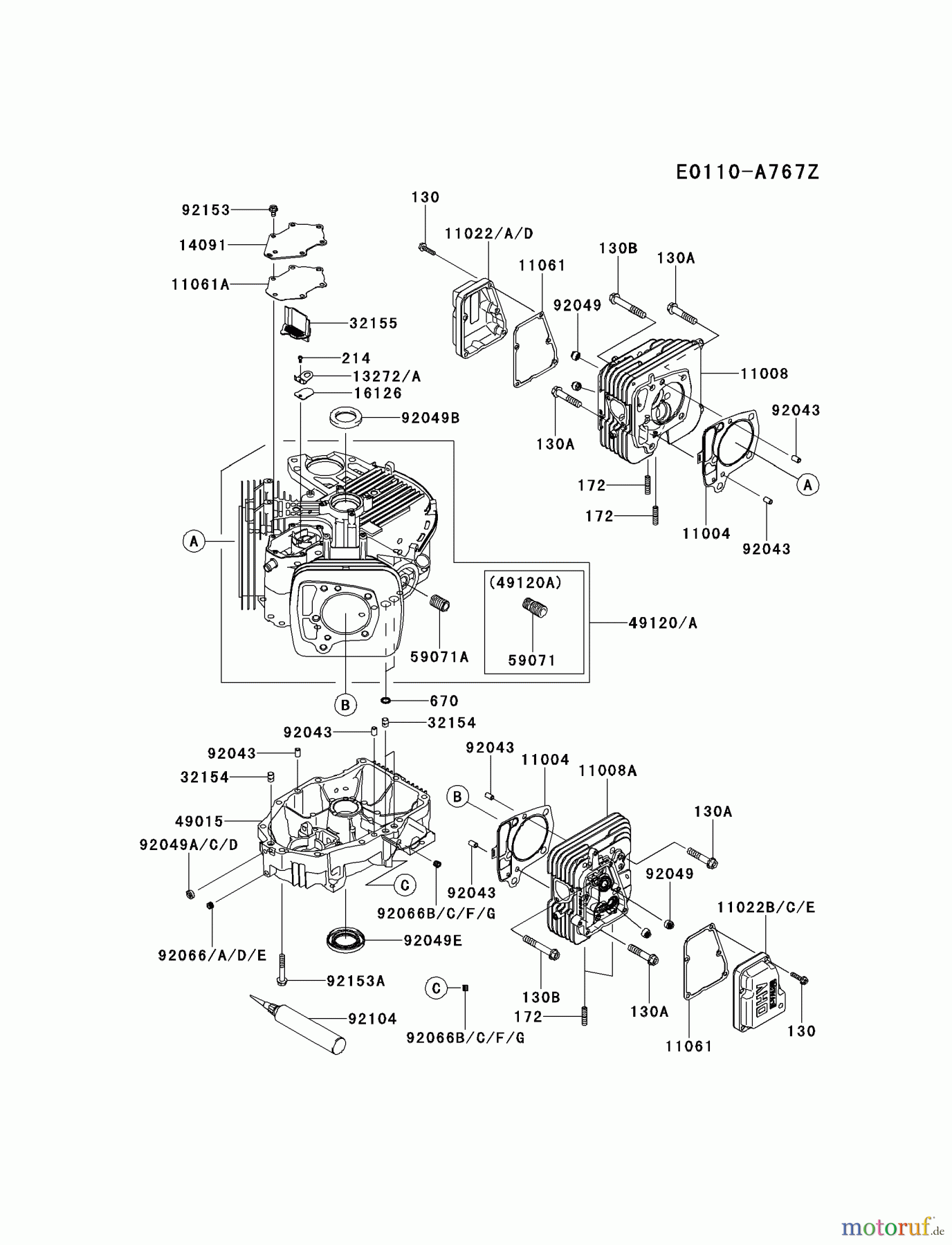  Kawasaki Motoren Motoren Vertikal FH641V - DS25 bis FS481V - BS13 FR691V-AS14 - Kawasaki FR691V 4-Stroke Engine CYLINDER/CRANKCASE #2