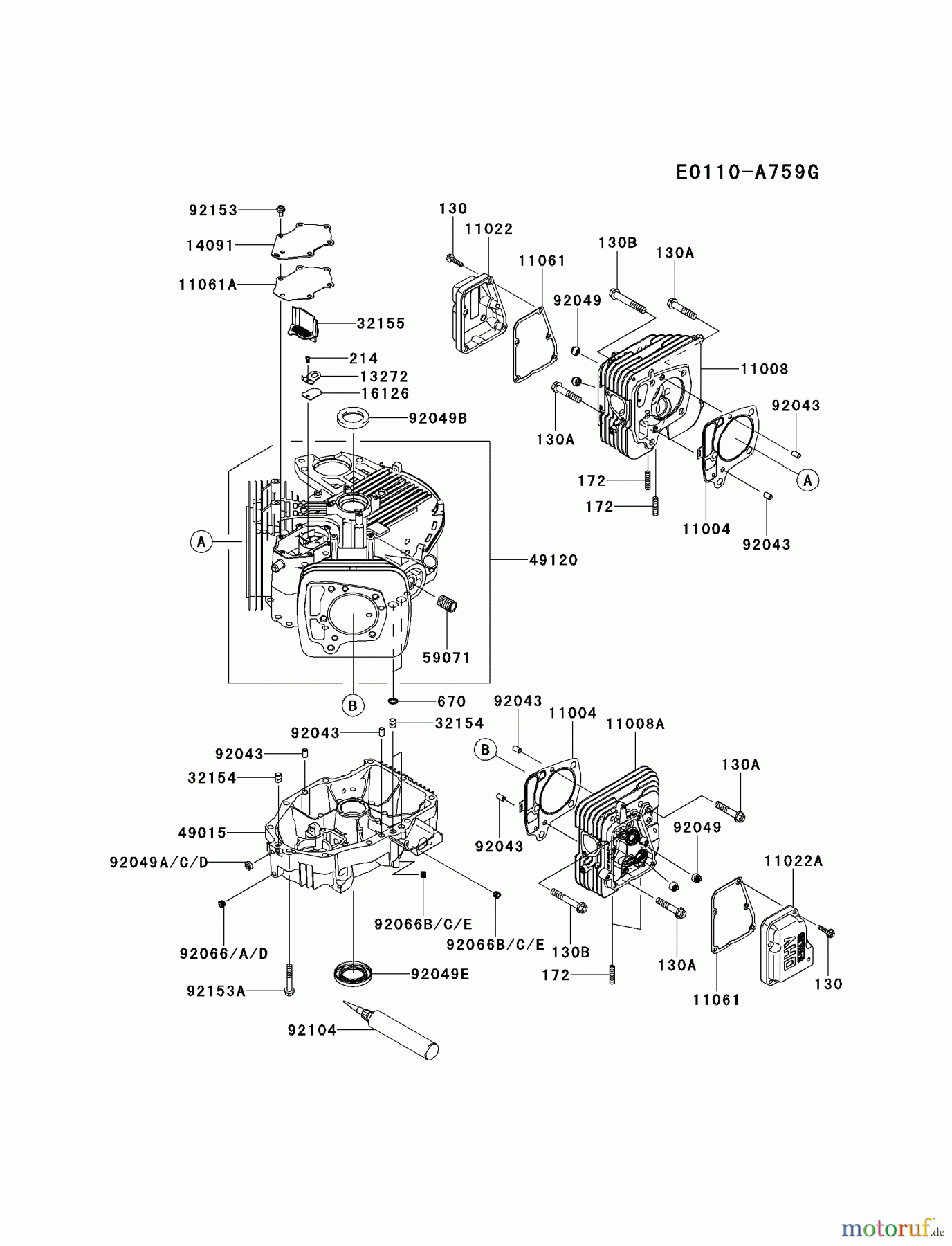  Kawasaki Motoren Motoren Vertikal FH641V - DS25 bis FS481V - BS13 FR651V-AS19 - Kawasaki FR651V 4-Stroke Engine CYLINDER/CRANKCASE