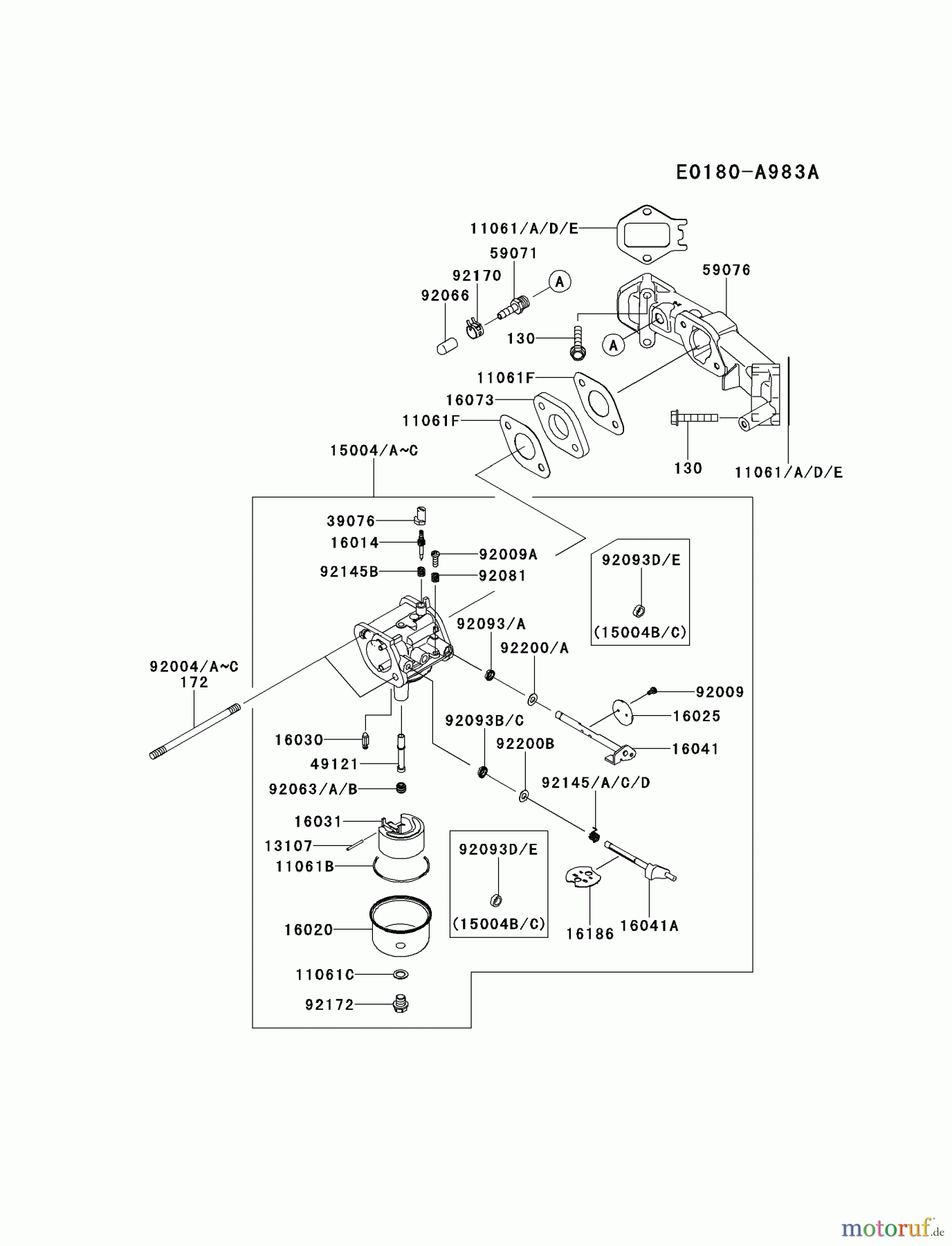  Kawasaki Motoren Motoren Vertikal FH641V - DS25 bis FS481V - BS13 FS481V-AS08 - Kawasaki FS481V 4-Stroke Engine CARBURETOR #1