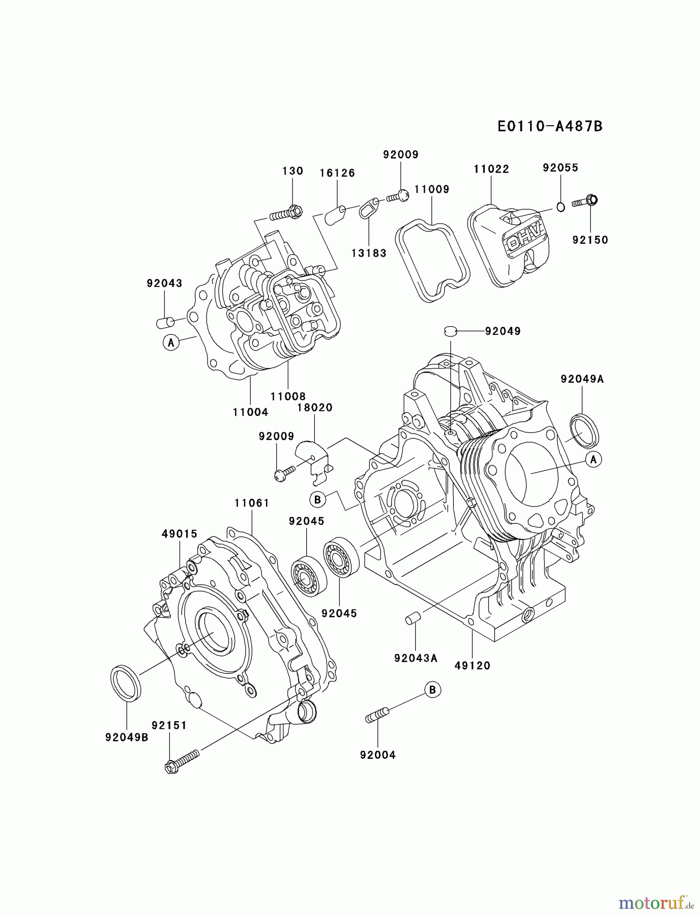  Kawasaki Motoren Motoren, Horizontal FE250D-FS05 - Kawasaki FE250D 4-Stroke Engine CYLINDER/CRANKCASE