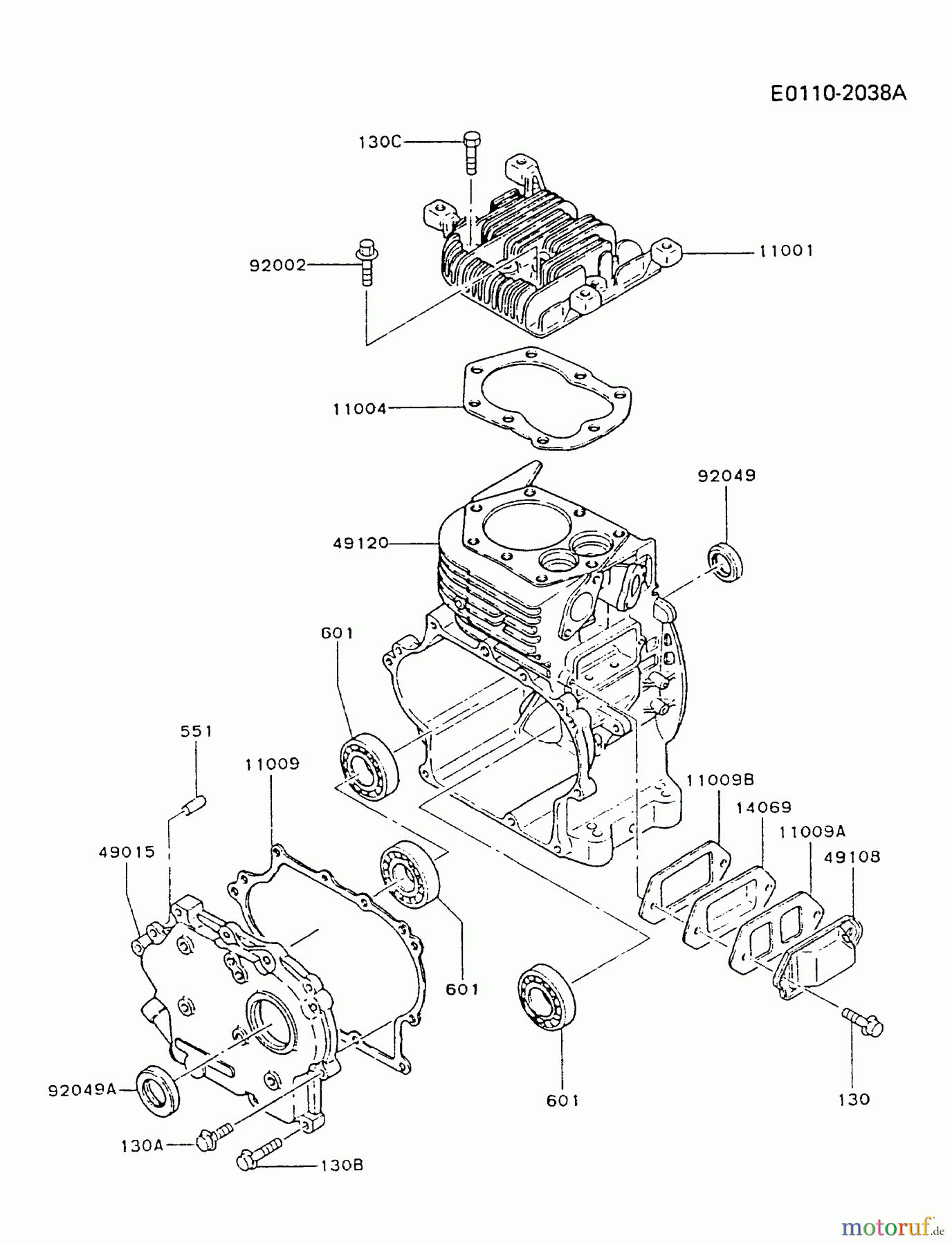  Kawasaki Motoren Motoren, Horizontal FG270G-AS01 - Kawasaki FG270G 4-Stroke Engine CYLINDER/CRANKCASE