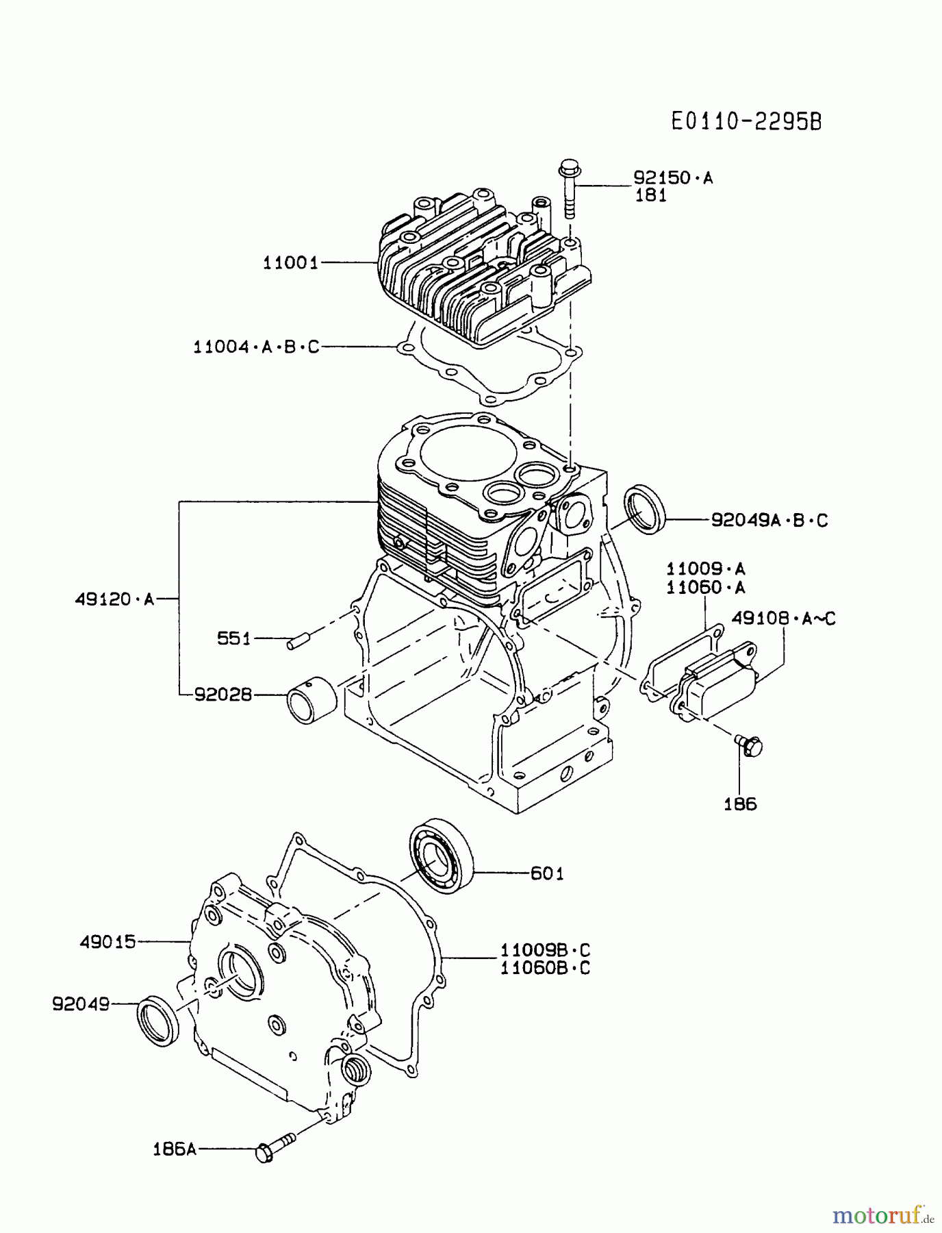  Kawasaki Motoren Motoren, Horizontal FA210D-JS07 - Kawasaki FA210D 4-Stroke Engine CYLINDER/CRANKCASE