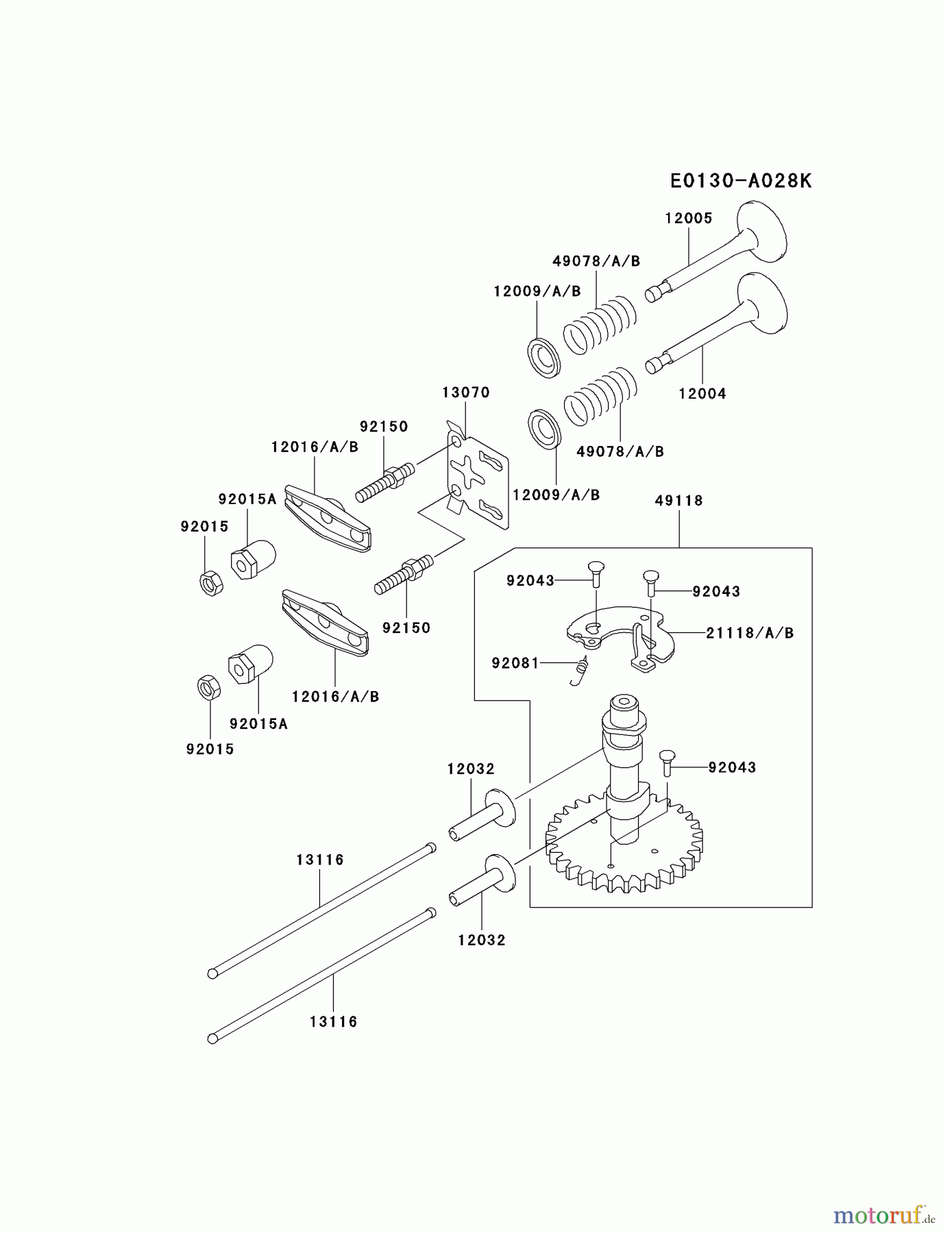  Kawasaki Motoren Motoren Vertikal FA210V - AS02 bis FH641V - DS24 FC150V-GS13 - Kawasaki FC150V 4-Stroke Engine VALVE/CAMSHAFT