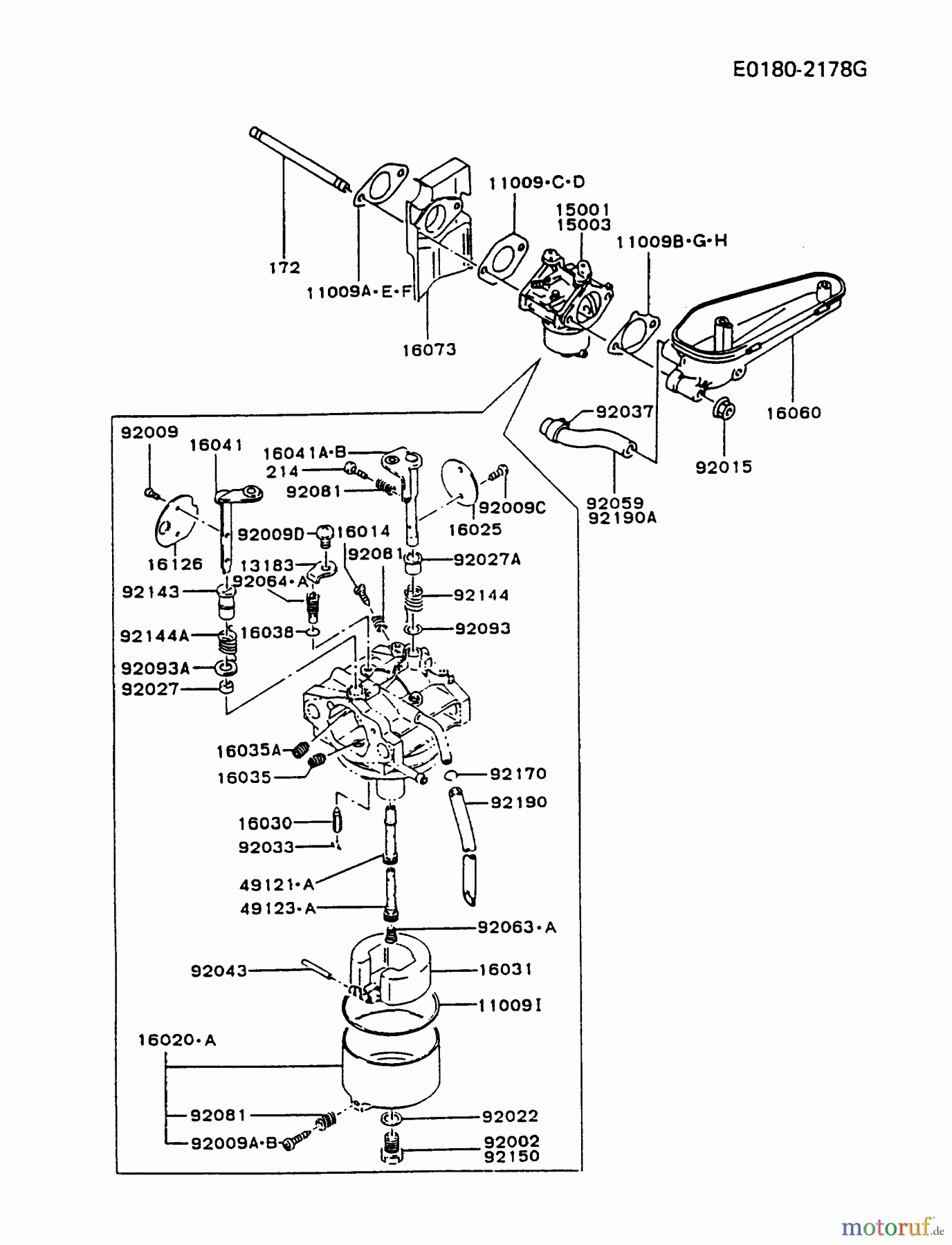  Kawasaki Motoren Motoren Vertikal FA210V - AS02 bis FH641V - DS24 FC400V-AS01 - Kawasaki FC400V 4-Stroke Engine CARBURETOR #2