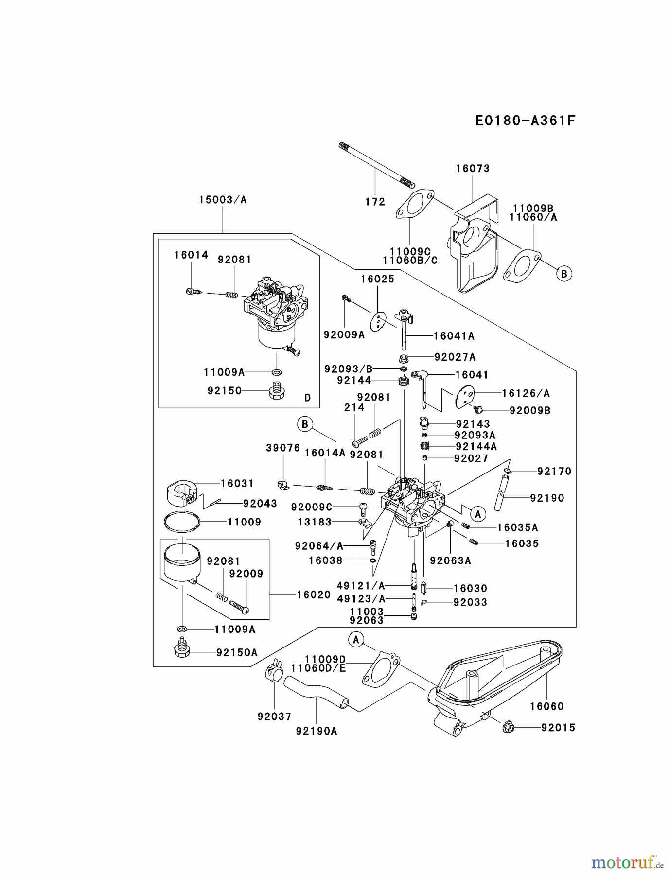  Kawasaki Motoren Motoren Vertikal FA210V - AS02 bis FH641V - DS24 FC420V-HS17 - Kawasaki FC420V 4-Stroke Engine CARBURETOR #2