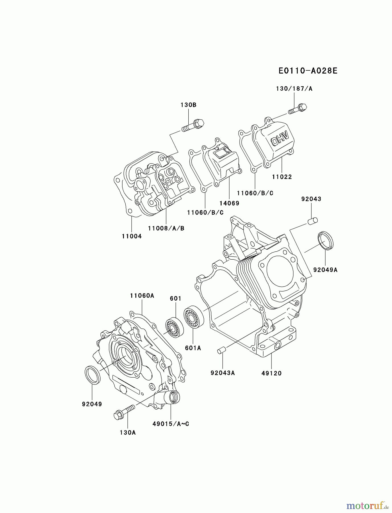  Kawasaki Geräte Stromerzeuger GEW90A-ES01 (GE2900A) - Kawasaki Generator CYLINDER/CRANKCASE