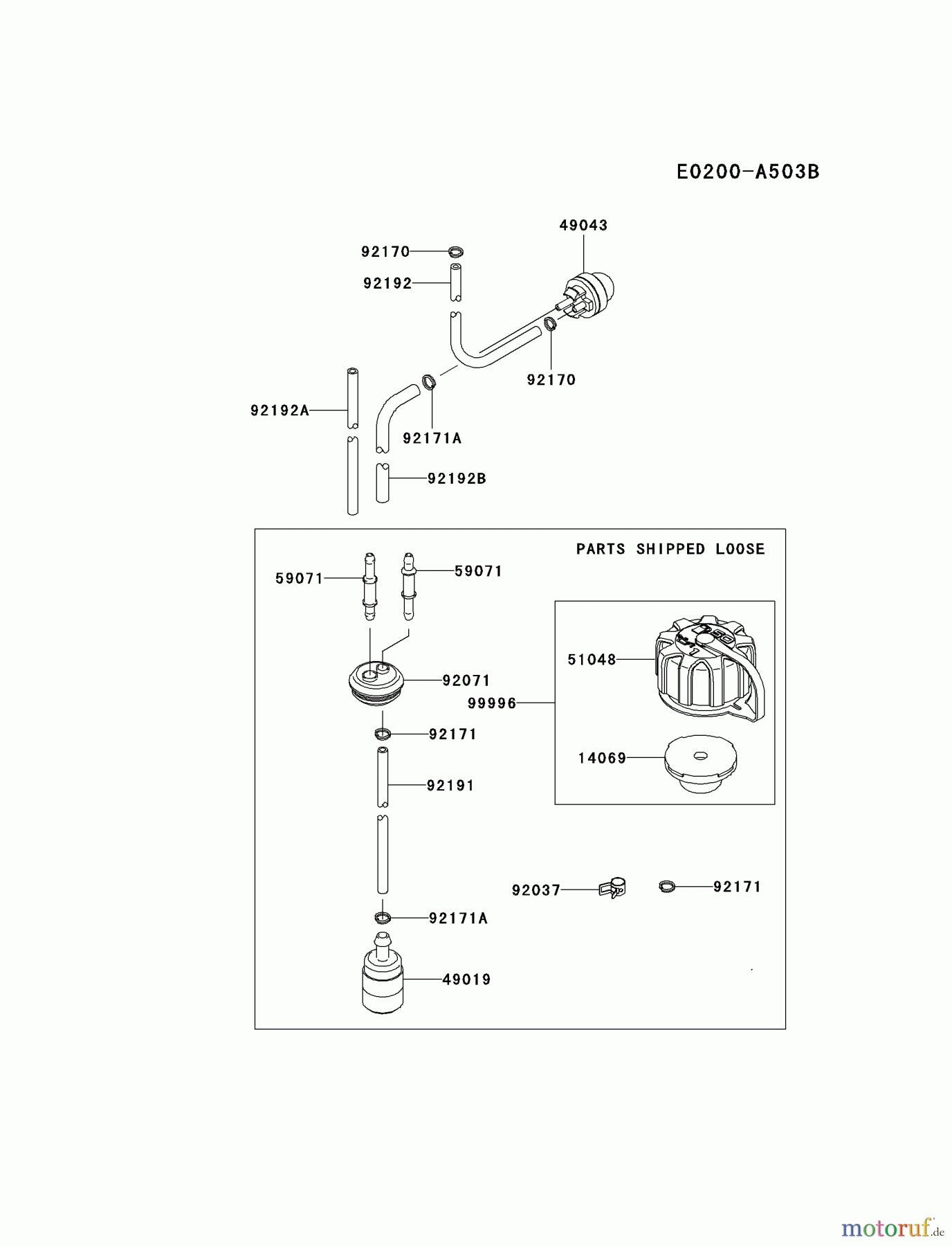  Kawasaki Geräte Bläser / Sauger / Häcksler / Zerkleinerer KRB750BC-A2 (KRB750BC) - Kawasaki Backpack Blower FUEL-TANK/FUEL-VALVE