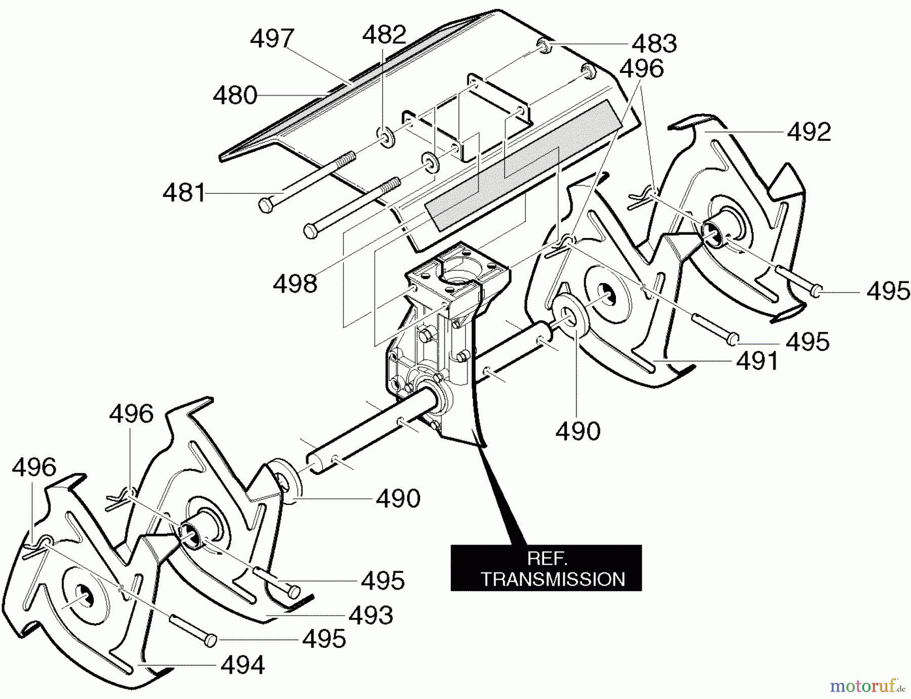  Murray Motorhacken und Kultivierer 536.29252300 - Craftsman Cultivator (2004) (Sears) Shield & Tine Assembly