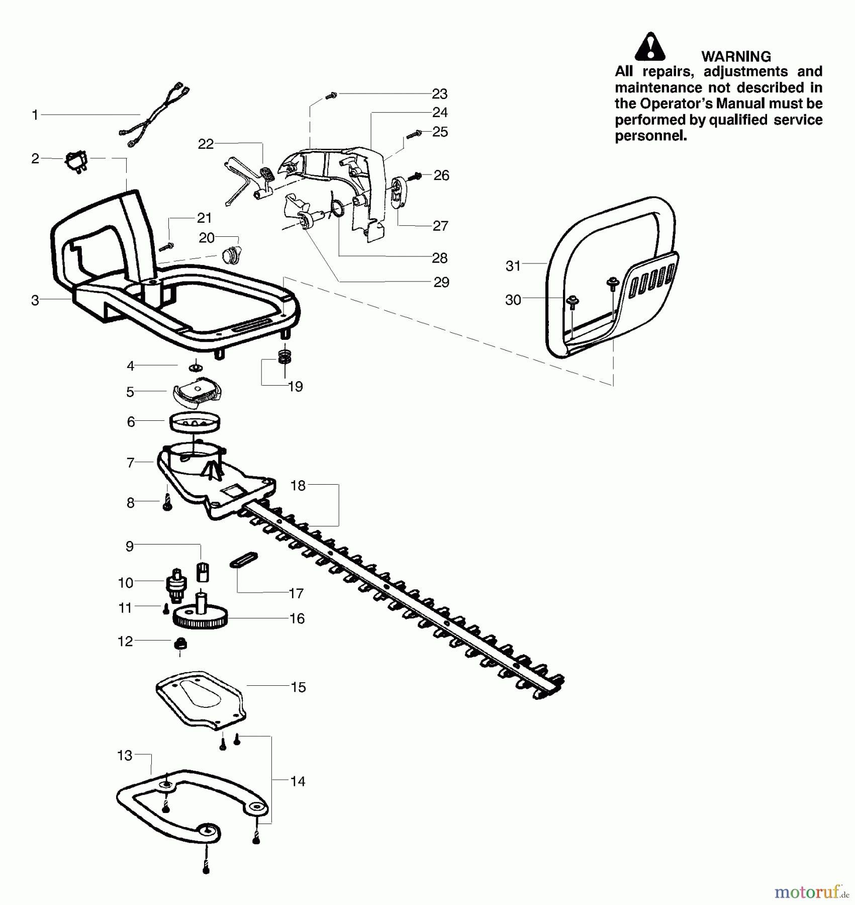  Poulan / Weed Eater Heckenscheren GHT180LE (Type 1) - Weed Eater Hedge Trimmer Handle & Blade Assembly Type 1